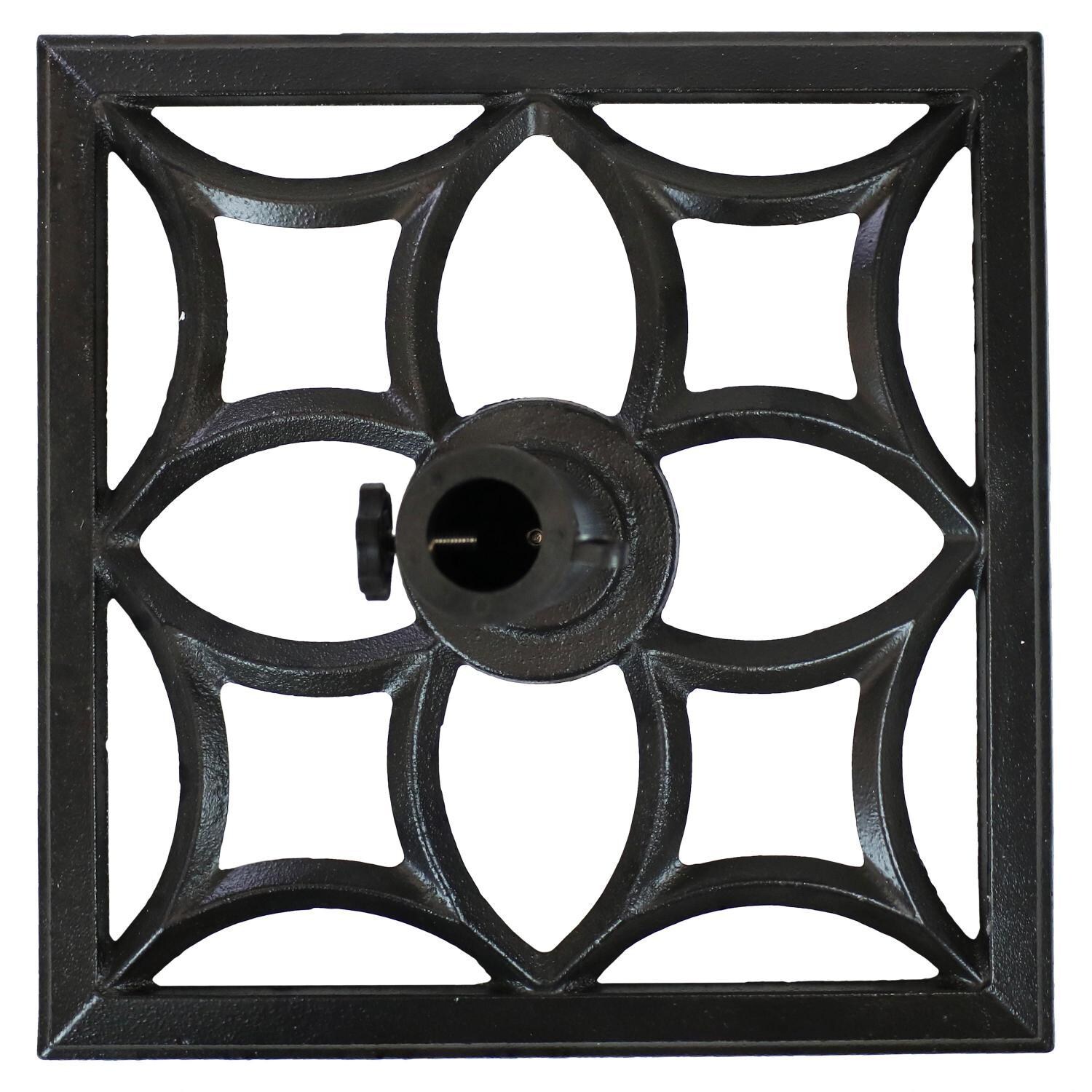 Ultimate Patio 17 Lb Classic Geometric Design Cast Iron Umbrella Base - Black - Classic Geometric Design thumbnail