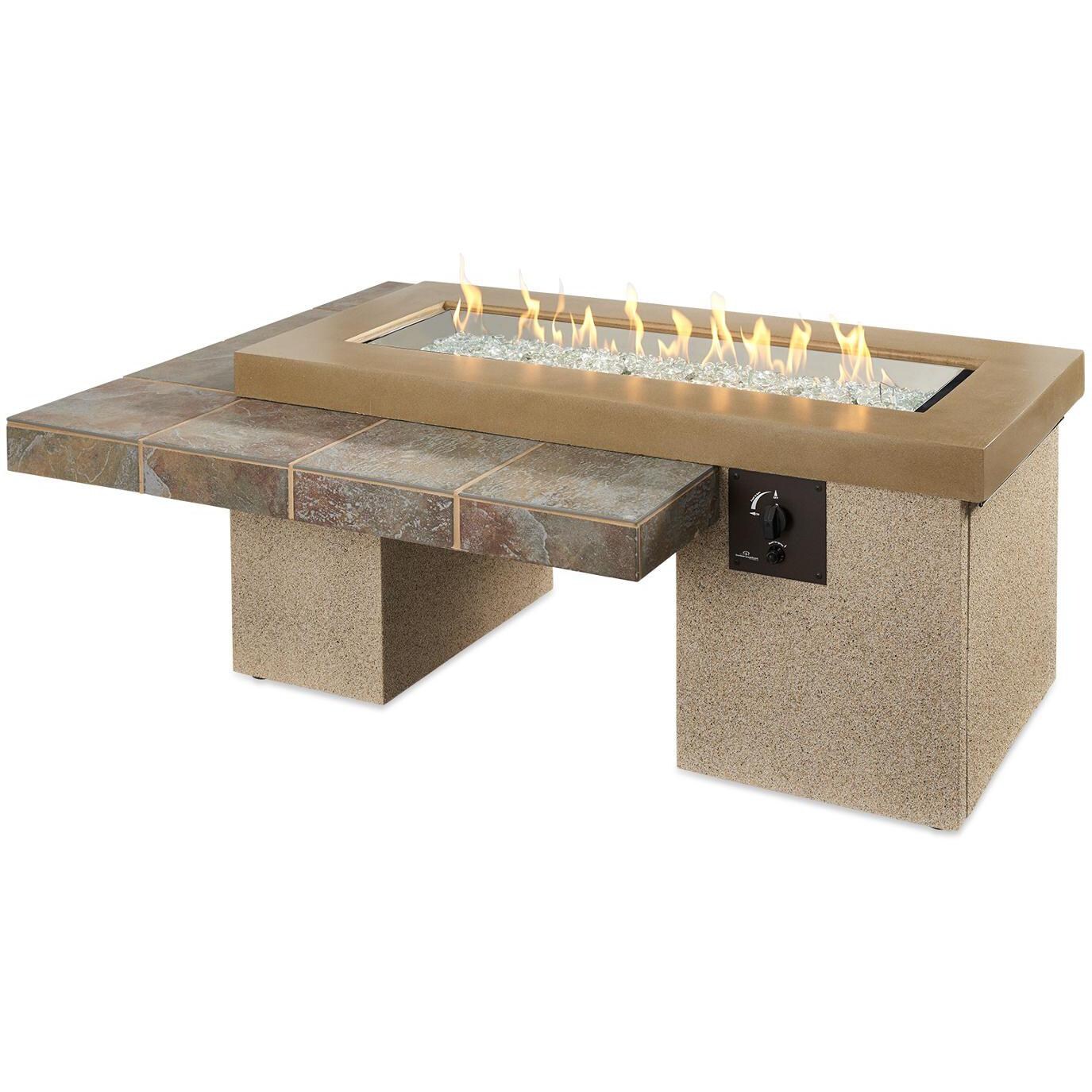 The Outdoor GreatRoom Company Uptown Linear Gas Fire Pit Table - Brown - Flame thumbnail