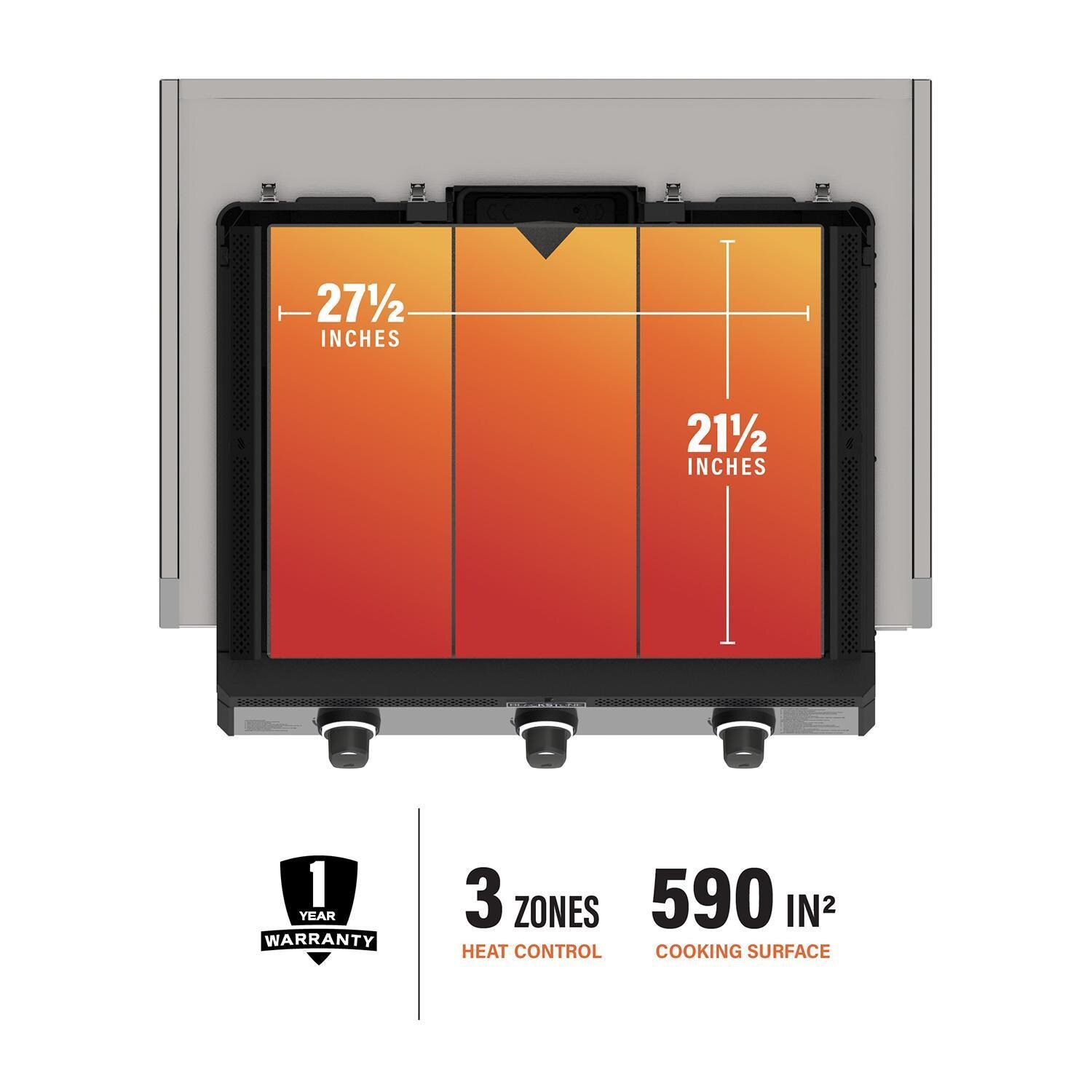 Blackstone 6128 28 Inch XL Built-In Propane Griddle W/ Hood - Burner - Detail thumbnail