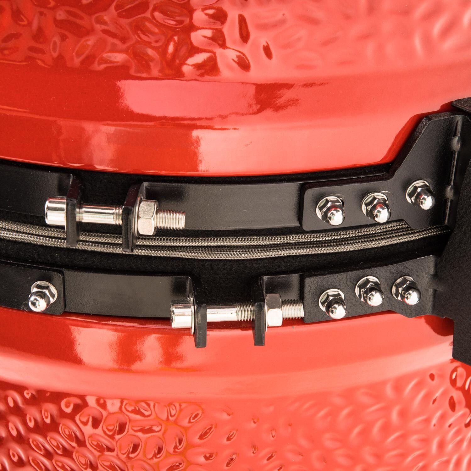 Kamado Joe Big Joe III 24-in Ceramic Kamado Grill Bundle - Stainless Steel Firebox Ring - Detail