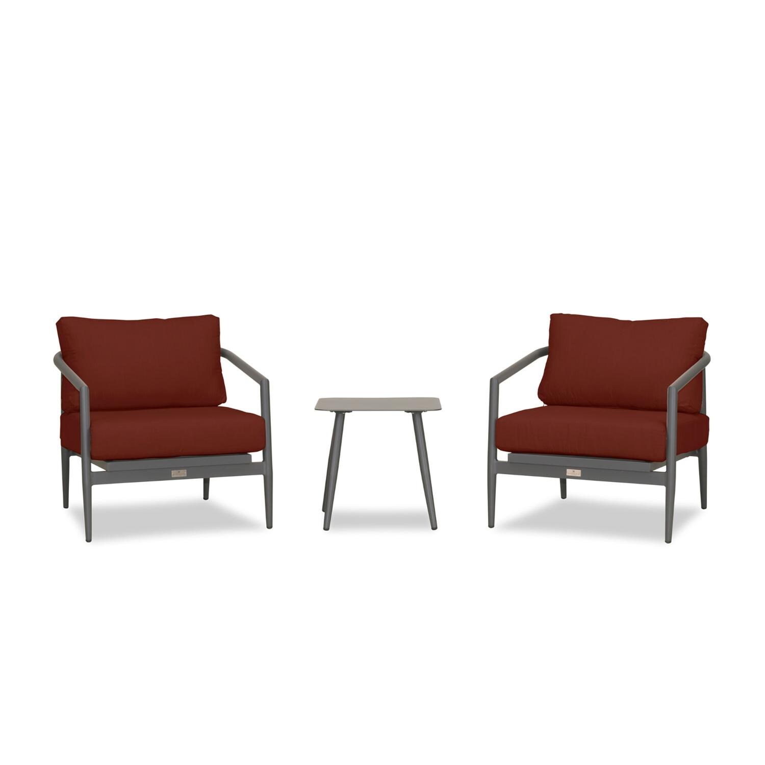 Lakeview Midnight Cove 3 Pc Aluminum Club Chair Seating Set in Slate/Pebble Gray/Canvas Henna - Front - White Background thumbnail