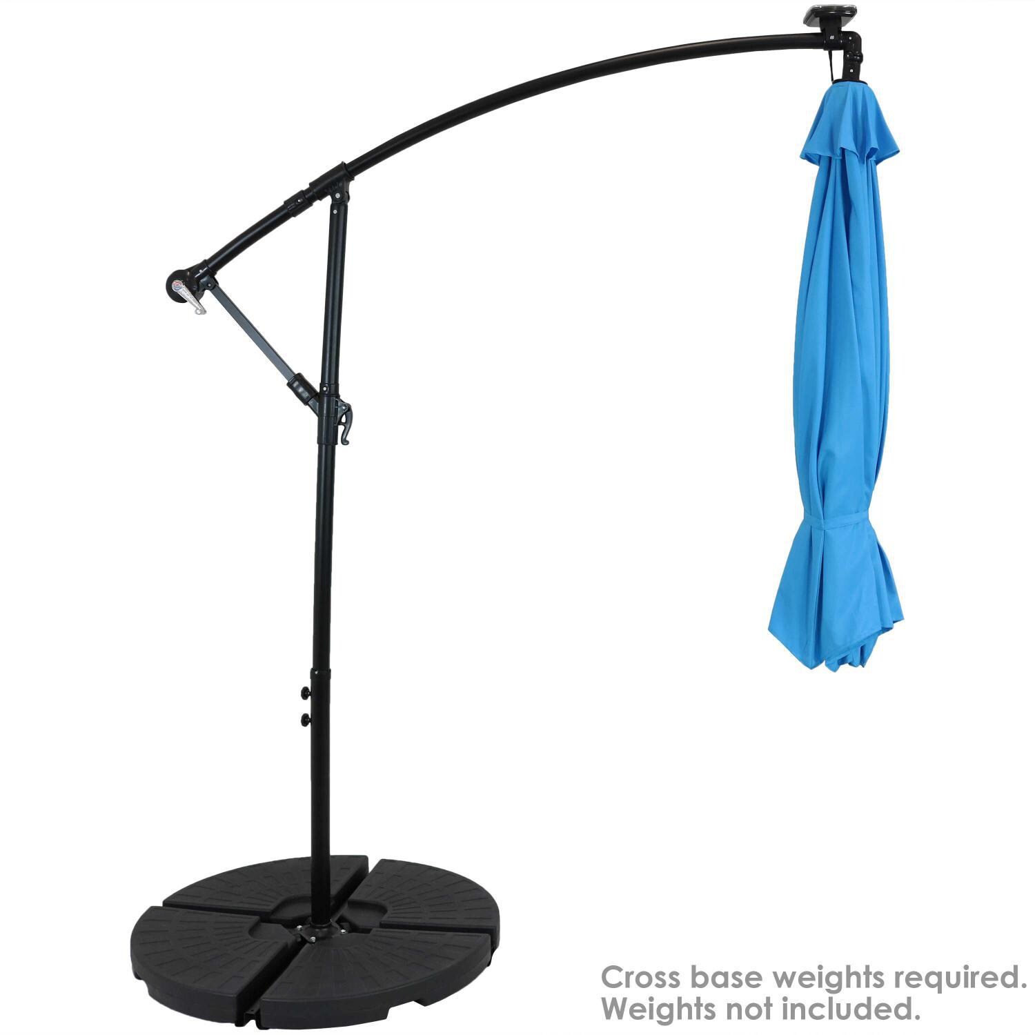 Ultimate Patio 10 Ft. Solar Lighted Patio Cantilever W/ Crank - Azure - Weights Needed to Secure Base (Weights Not Included) thumbnail