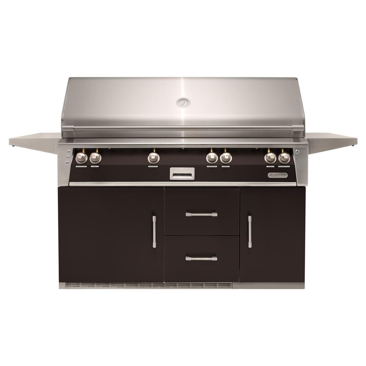 Alfresco ALXE-56BFGR-NG-SM9005 ALXE 56-Inch Freestanding Natural Gas All Grill On Refrigerated Cart With Sear Zone And Rotisserie in Jet Black Matte - White Background thumbnail