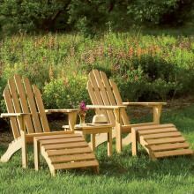 Oxford Garden 5 Piece Natural Shorea Adirondack Conversation Set image