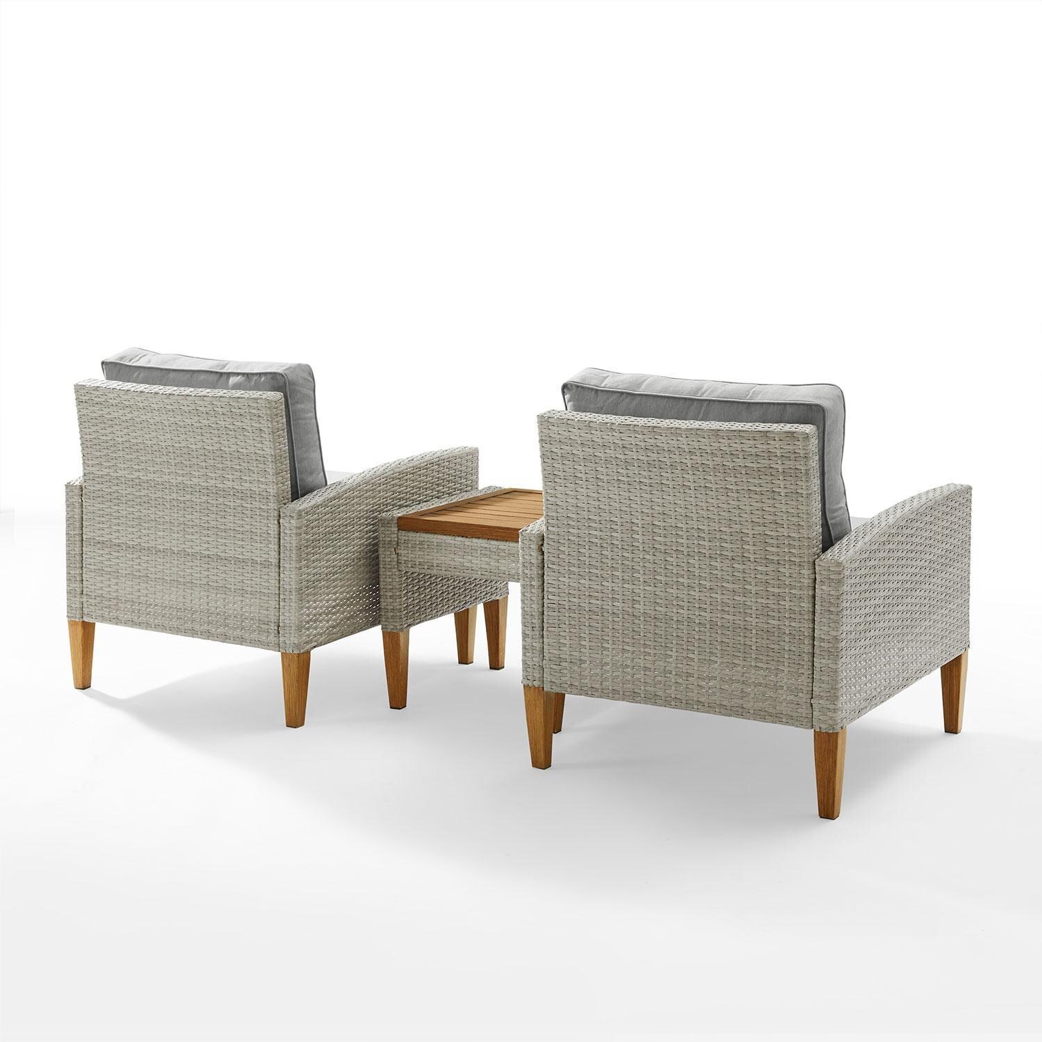 Ultimate Patio UP-92428GY-AC 3Pc Wicker Outdoor Chair Set in Acorn - Rear - White Background thumbnail