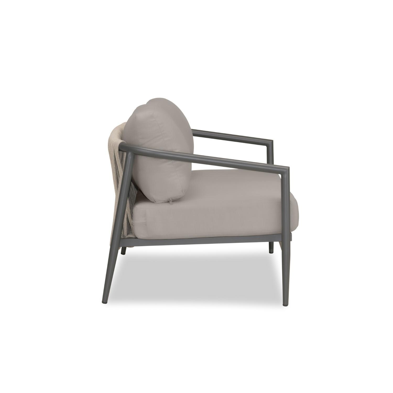 Lakeview Midnight Cove 2 Person Aluminum Loveseat in Slate/Pebble Gray/Canvas Charcoal - Side - White Background thumbnail