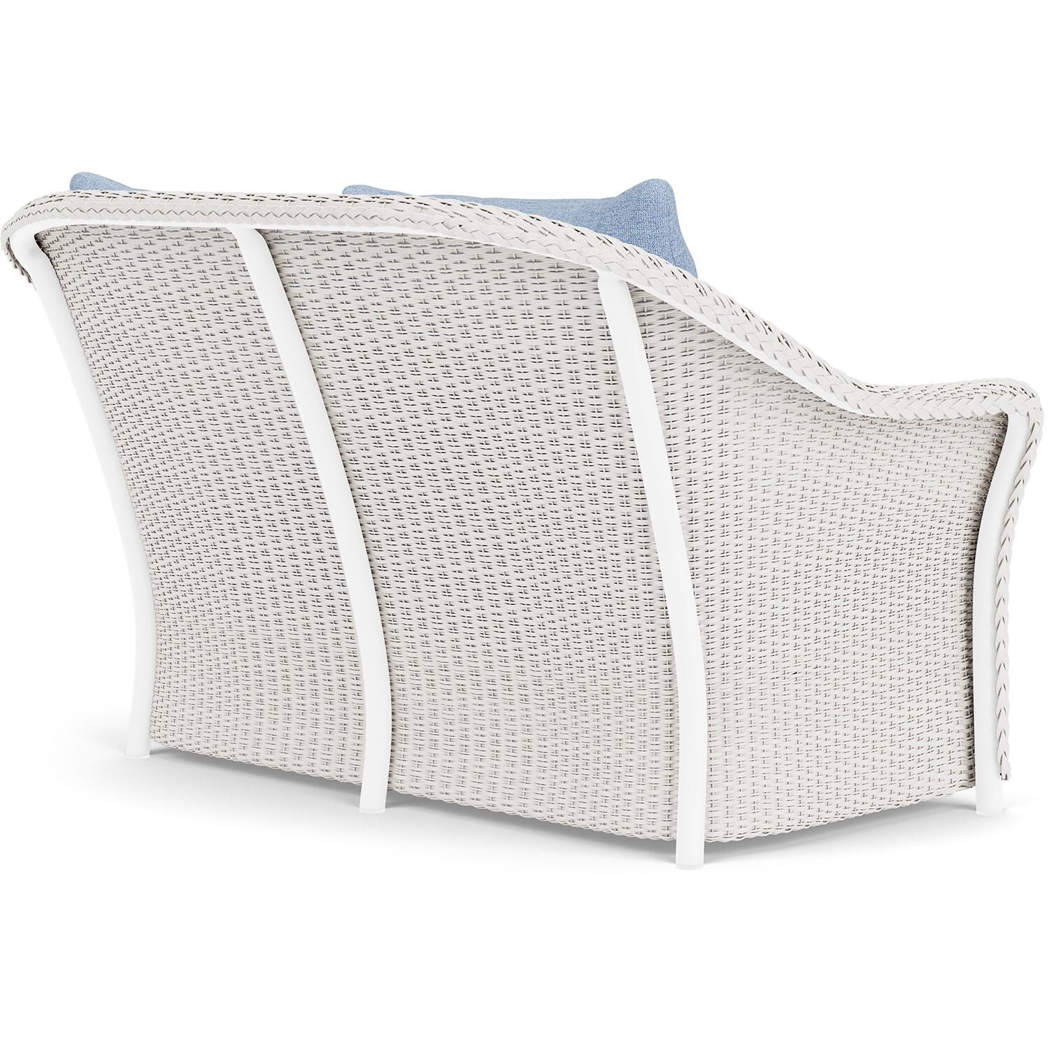 Lloyd Flanders Weekend Retreat Loveseat in White Finish W/ Demo Skyway Fabric - Back Right thumbnail