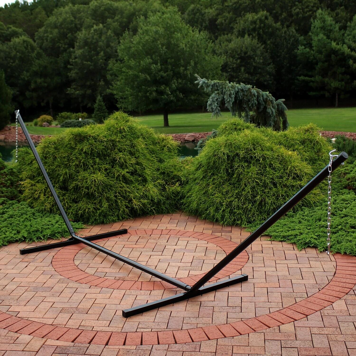 Ultimate Patio Heavy-Duty Steel Beam Hammock Stand - Black - Lifestyle
