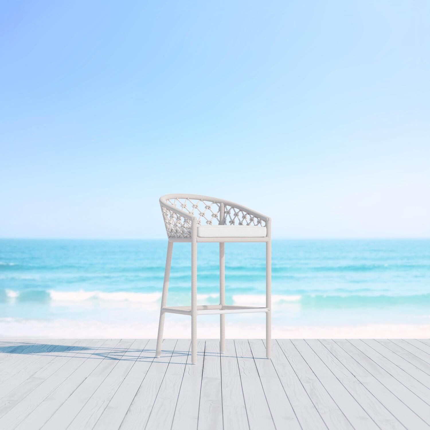 Amelia Woven Rope Bar Stool in Sand/Cloud By Azzurro Living