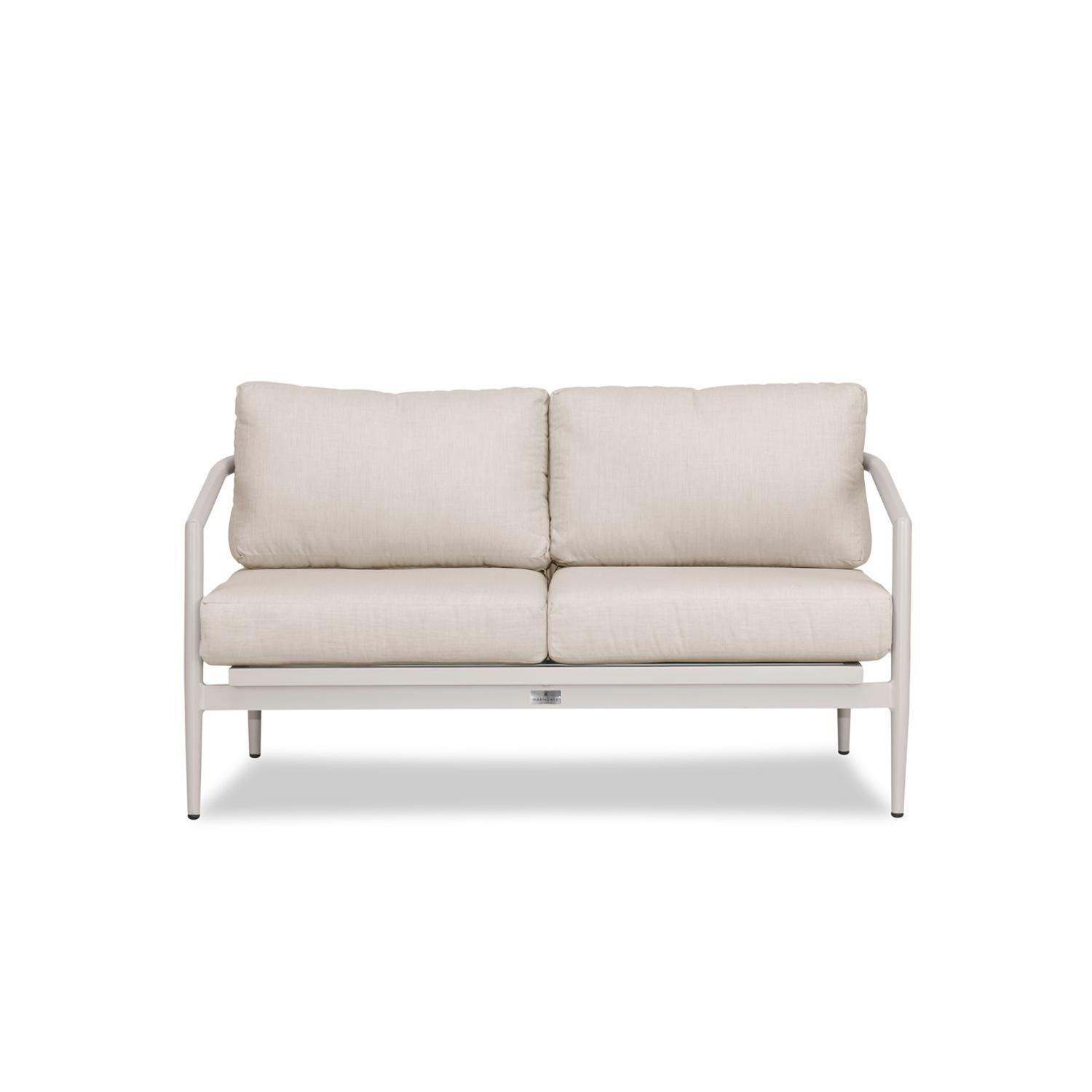 Lakeview Midnight Cove 5 Pc Aluminum Sofa Seating Set in Urban Stone/Cast Silver - Loveseat - White Background thumbnail