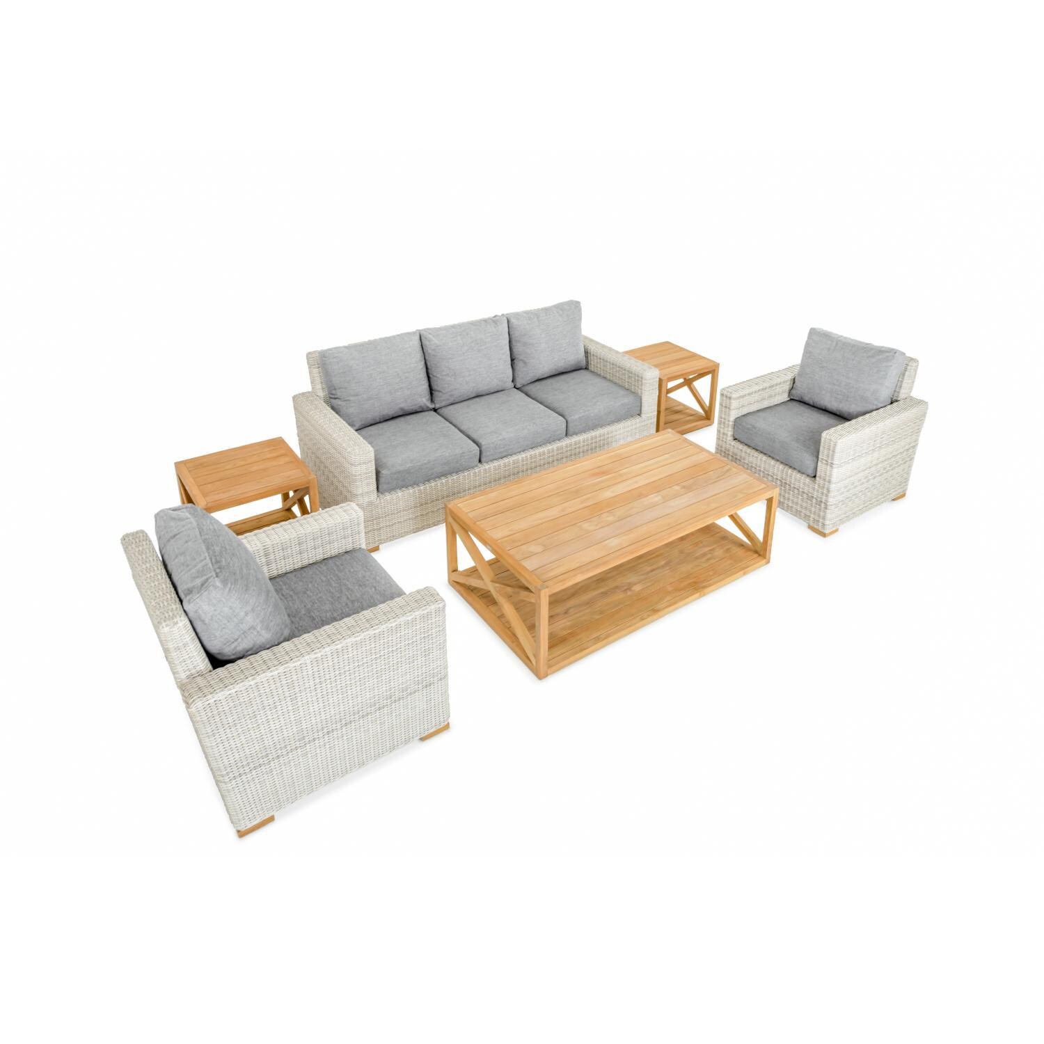 Teak + Table Oyster Bay Sofa/Clubs 6 Piece Lounge Set in Granite - Top View - White Background thumbnail