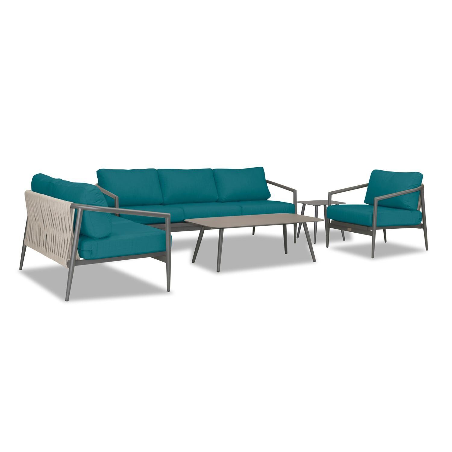 Lakeview Midnight Cove 5 Pc Aluminum Sofa Seating Set in Slate/Spectrum Peacock - Angled - White Background thumbnail