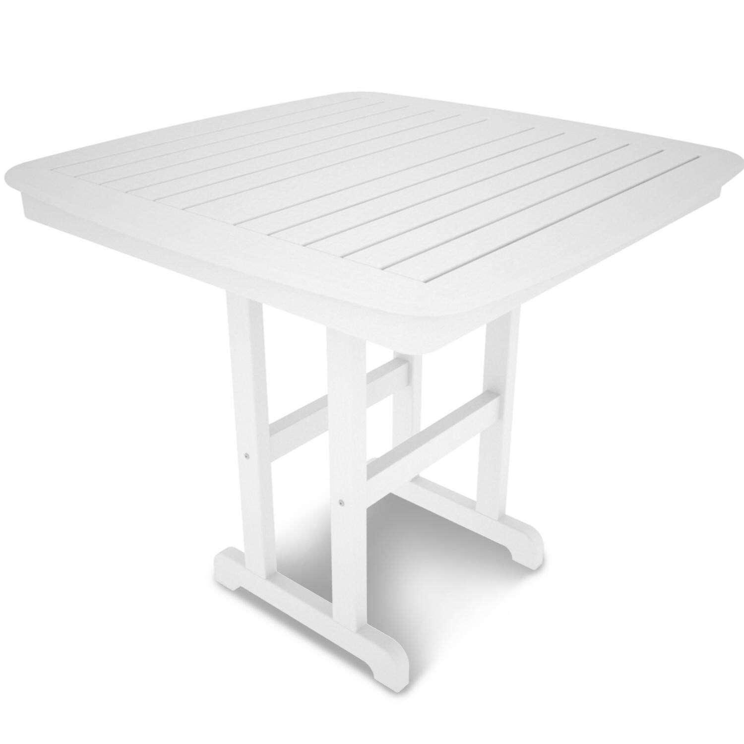 Nautical White Recycled Plastic Wood 44 Inch Square Patio Counter
