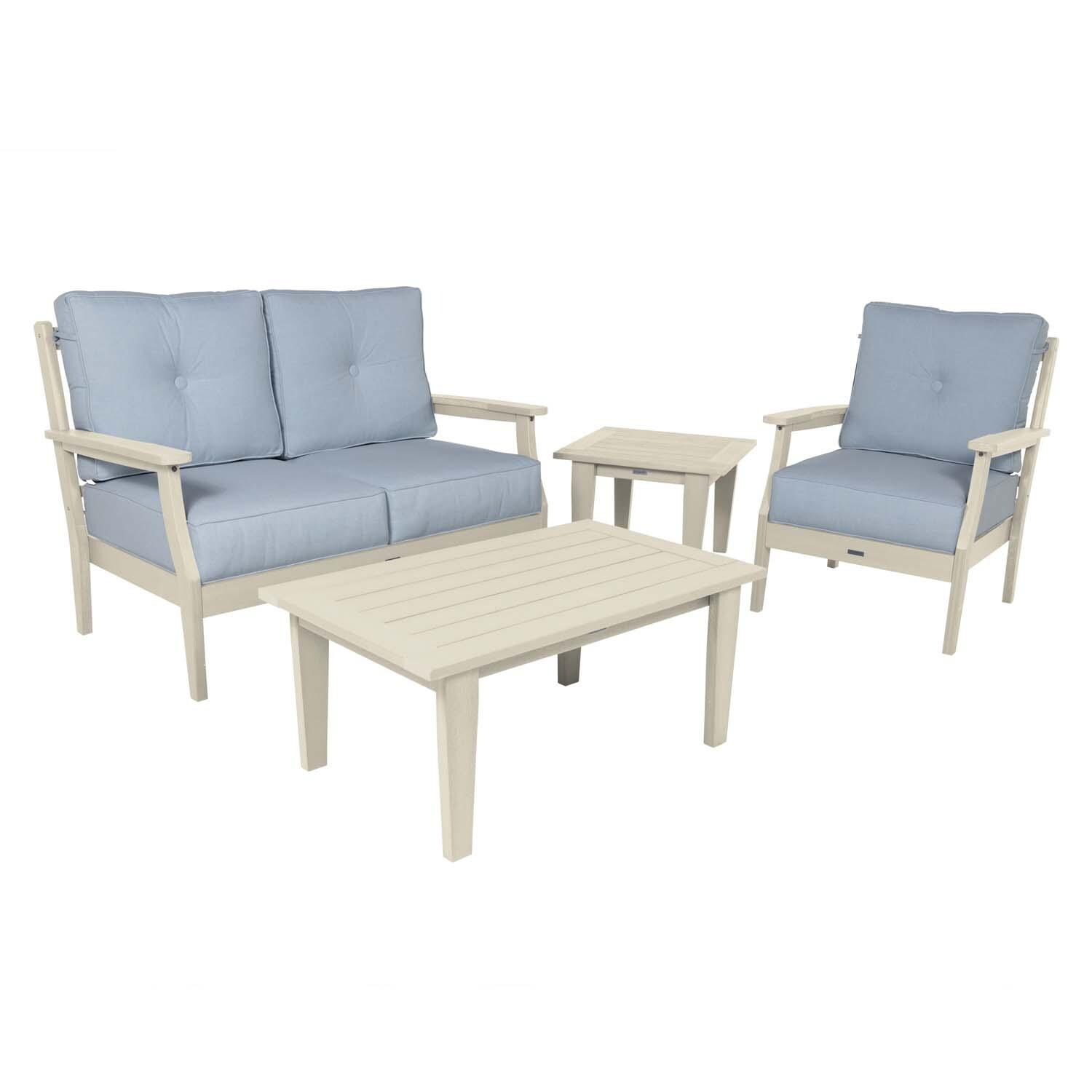 Blushing Bay 4 Pc Recycled Plastic Seating Set in Bliss Dew/Whitewash by Lakeview Outdoor Designs - White Background thumbnail