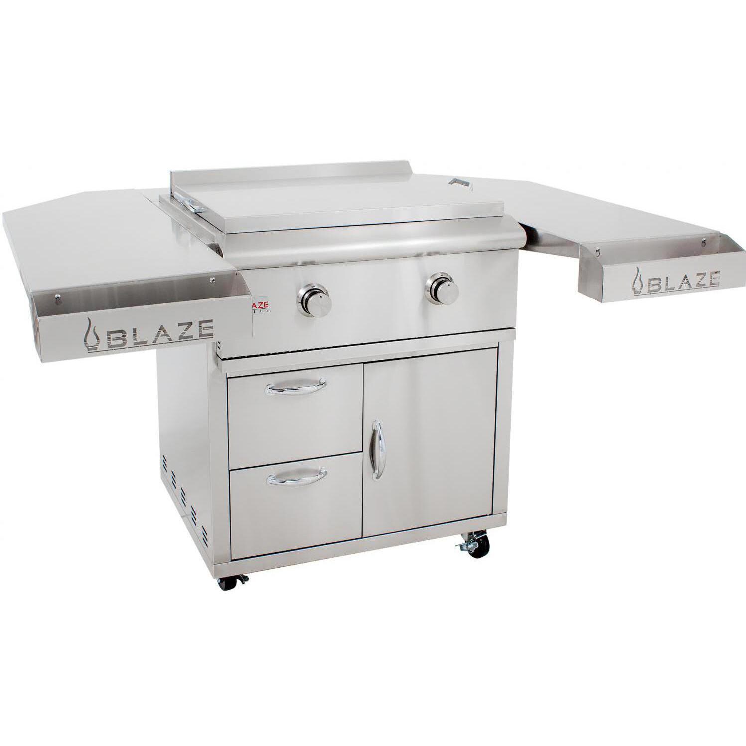 Blaze 30-Inch Natural Gas Griddle On Deluxe Cart - Angled View thumbnail