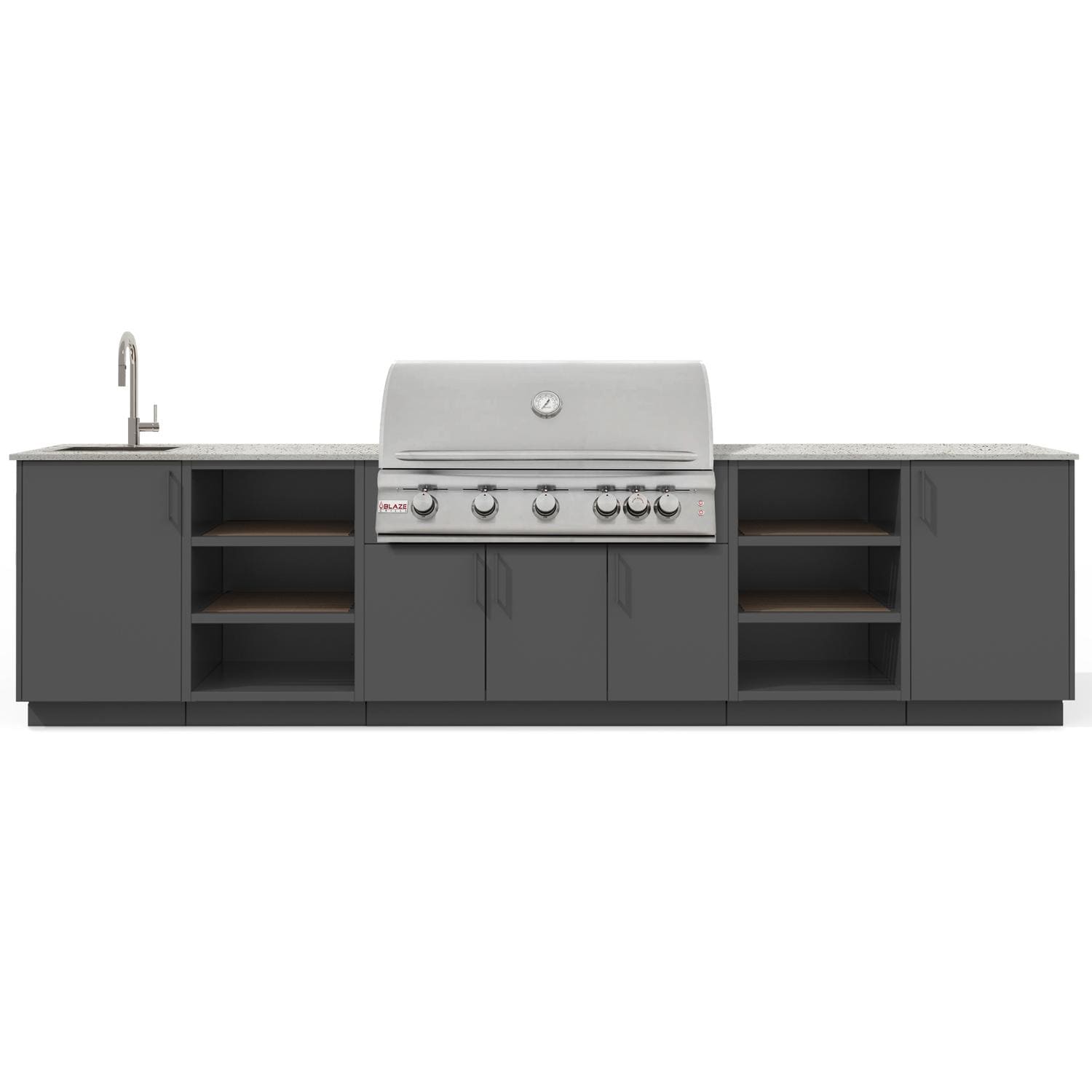 Urban Bonfire B-Twilight-42-Blaze-Keon-Anthracite Twilight 40 Outdoor Kitchen w/ Blaze Premium LTE Natural Gas Grill, Sink, Keon Countertop & Anthracite Finish - White Background thumbnail