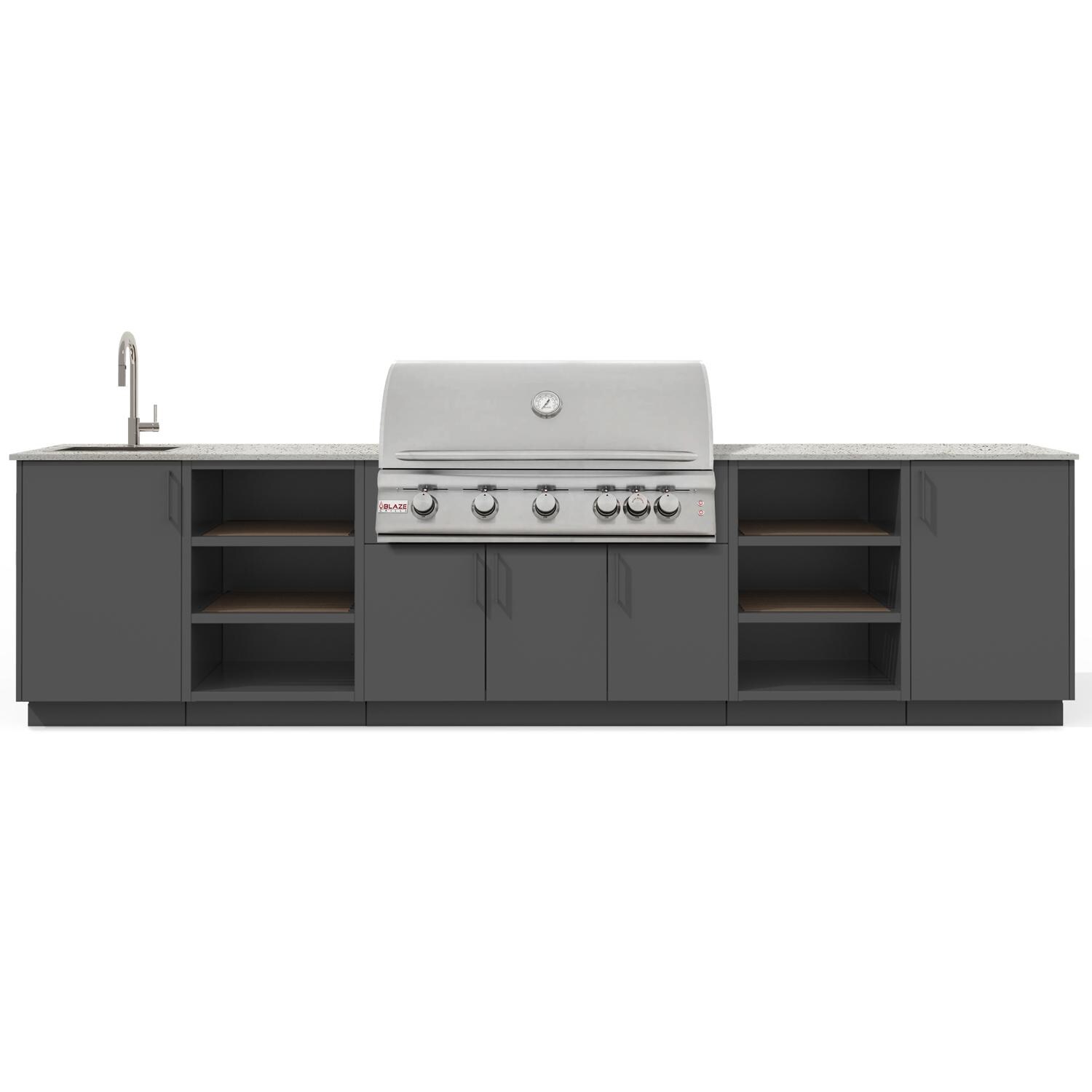 Urban Bonfire B-Twilight-42-Blaze-Keon-Anthracite Twilight 40 Outdoor Kitchen w/ Blaze Premium LTE Natural Gas Grill, Sink, Keon Countertop & Anthracite Finish - White Background thumbnail