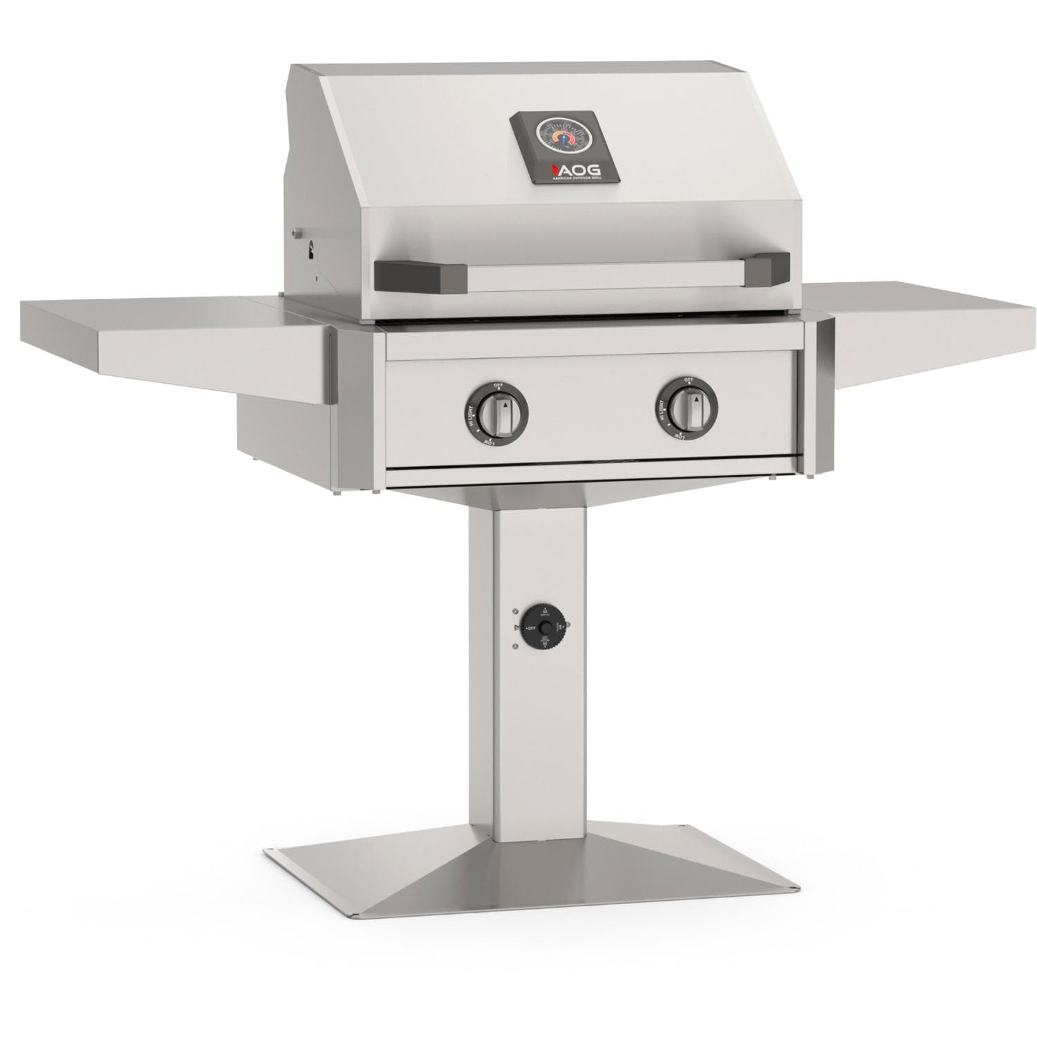 American Outdoor Grill L-Series 24-in 2-Burner Natural Gas Grill w/ Lights & Rotisserie Kit on Accessible Patio Post Base - Grill on Accessible Patio Post - White Background thumbnail
