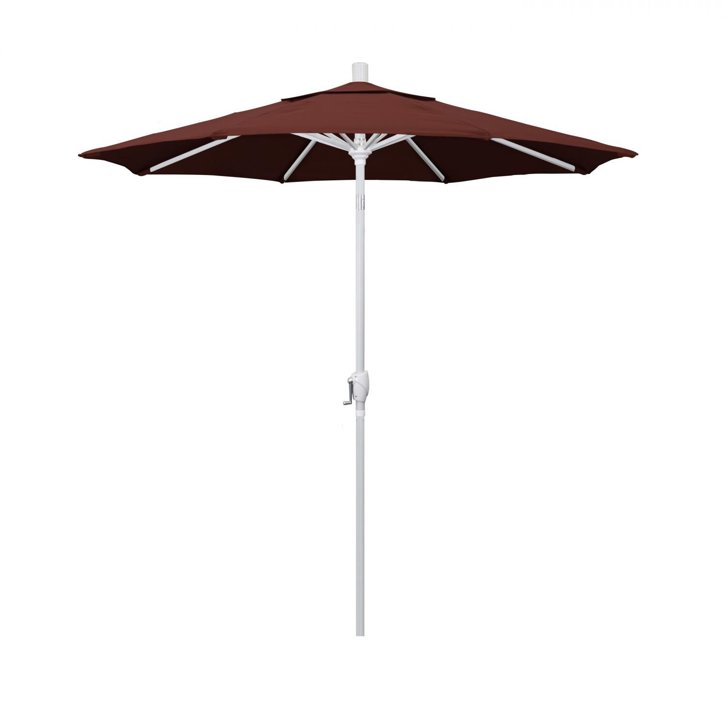 California Umbrella 7.5 Ft Octagonal Aluminum Push Button Tilt Patio Umbrella W/ Crank Lift & Aluminum Ribs - Matted White Frame / Sunbrella Canvas Henna Canopy thumbnail