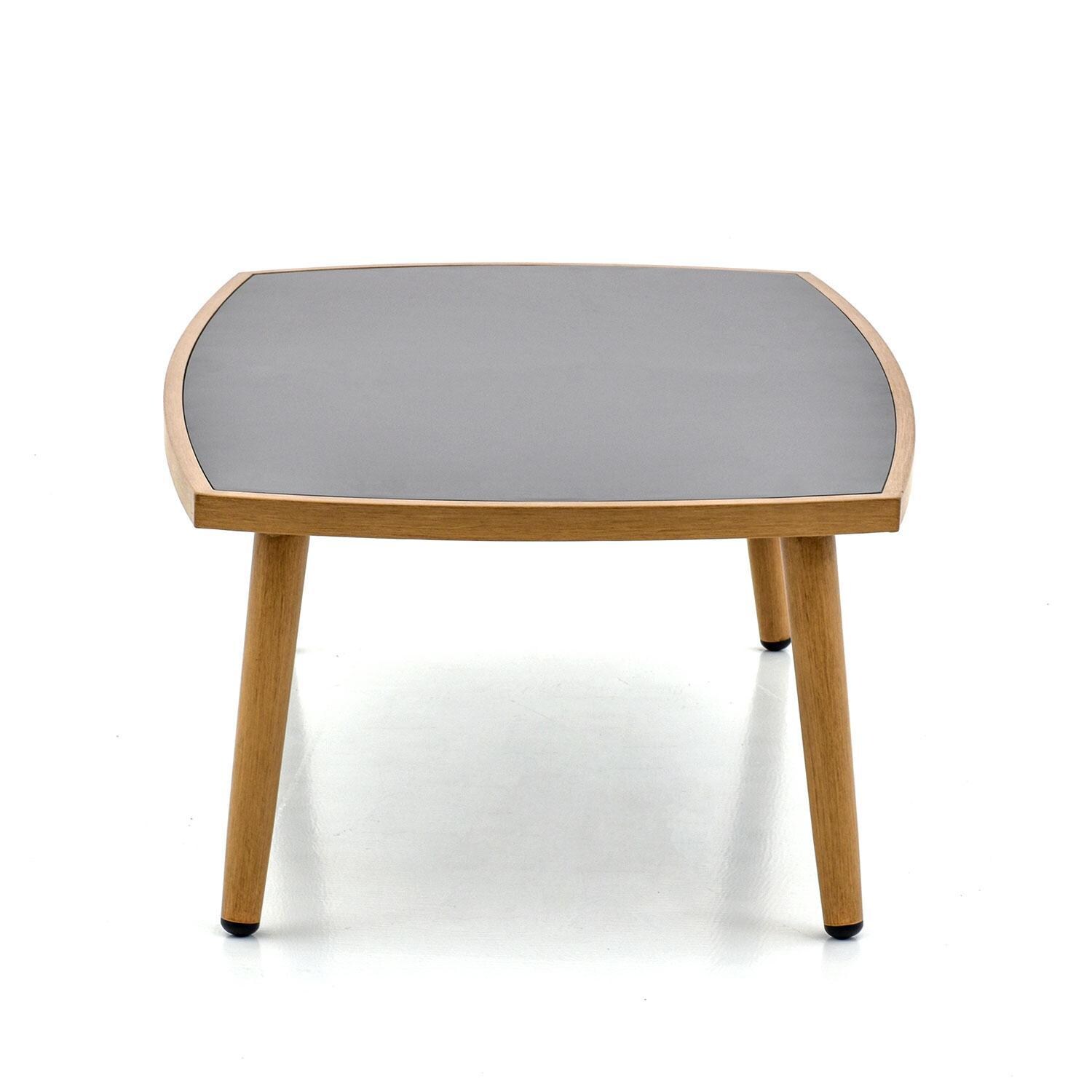 Evangeline 47 Inch Aluminum Coffee Table by Lakeview Outdoor Designs - Side View - White Background thumbnail