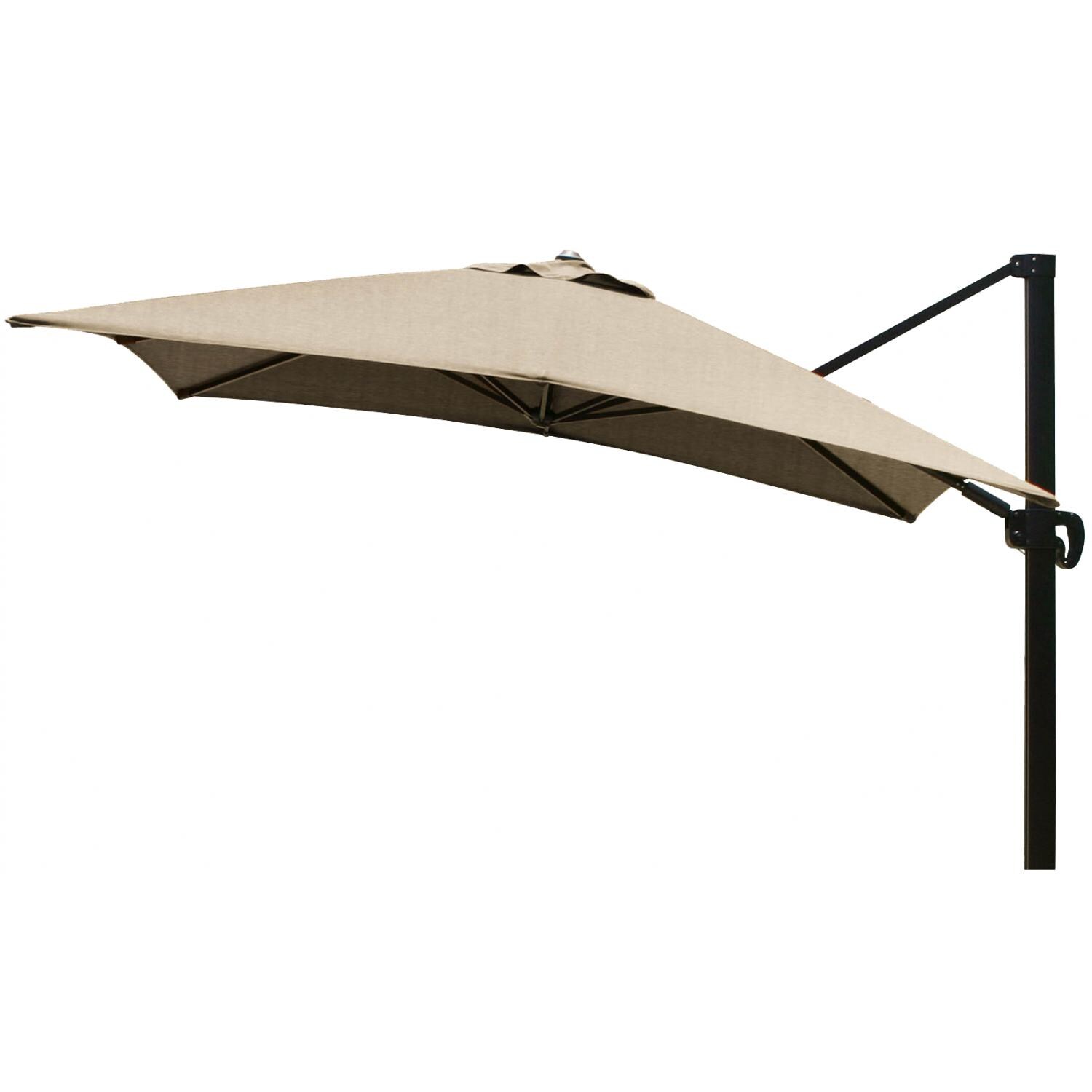 California Umbrella 10 Ft. Square Aluminum Multi-Position Tilt Cantilever Patio Umbrella W/ Crank Lift & Aluminum Ribs - Bronze Frame / Sunbrella Canvas Taupe Canopy