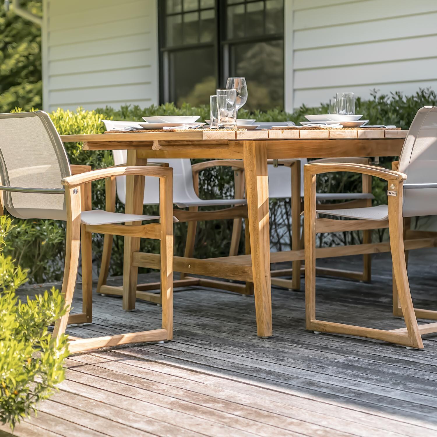 Teak + Table Capri Sling Dining Chair in Grey - Lifestyle thumbnail