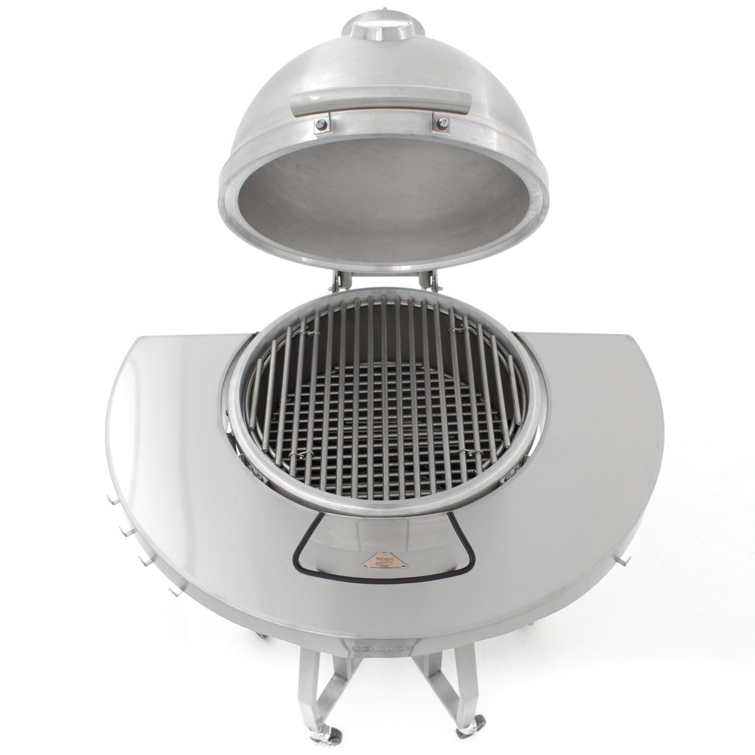 Blaze 20-Inch Freestanding Cast Aluminum Kamado Grill With Round Shelf - Open Top View thumbnail