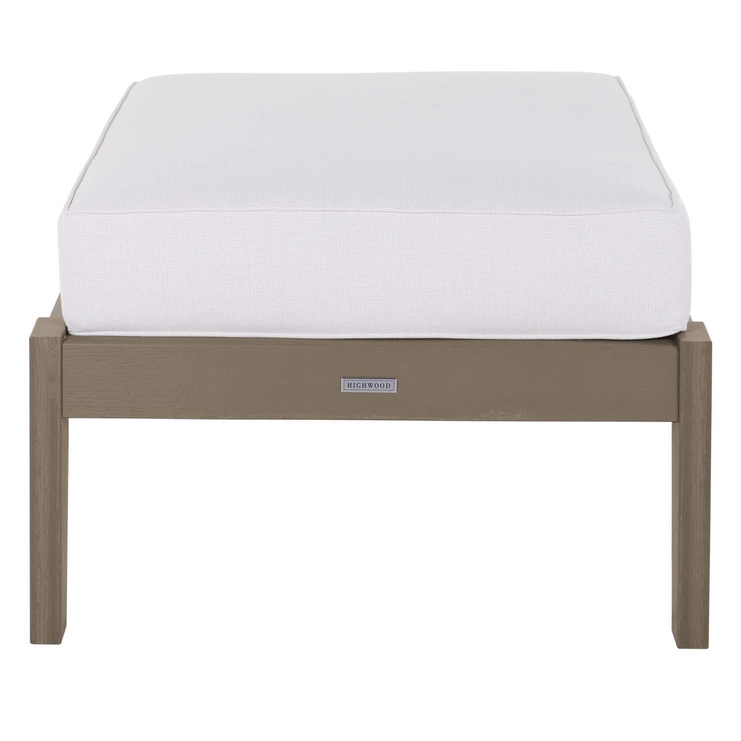 Blushing Bay Recycled Plastic Ottoman in Bliss Linen/Woodland Brown by Lakeview Outdoor Designs - White Background thumbnail