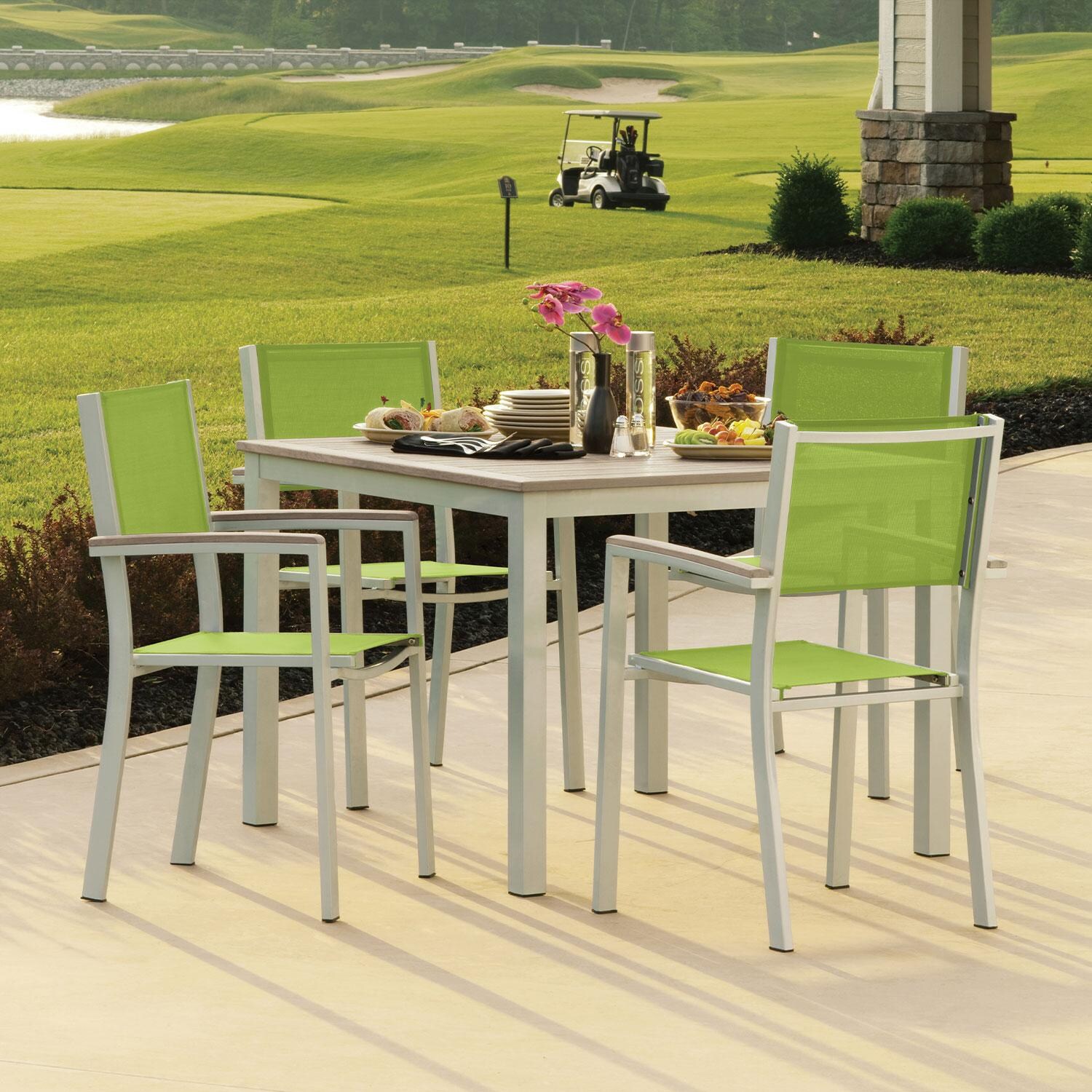 Travira 5 Pc Powder-Coated Aluminum Dining Set in Go Green by Oxford Garden - On Golf Course - Lifestyle thumbnail