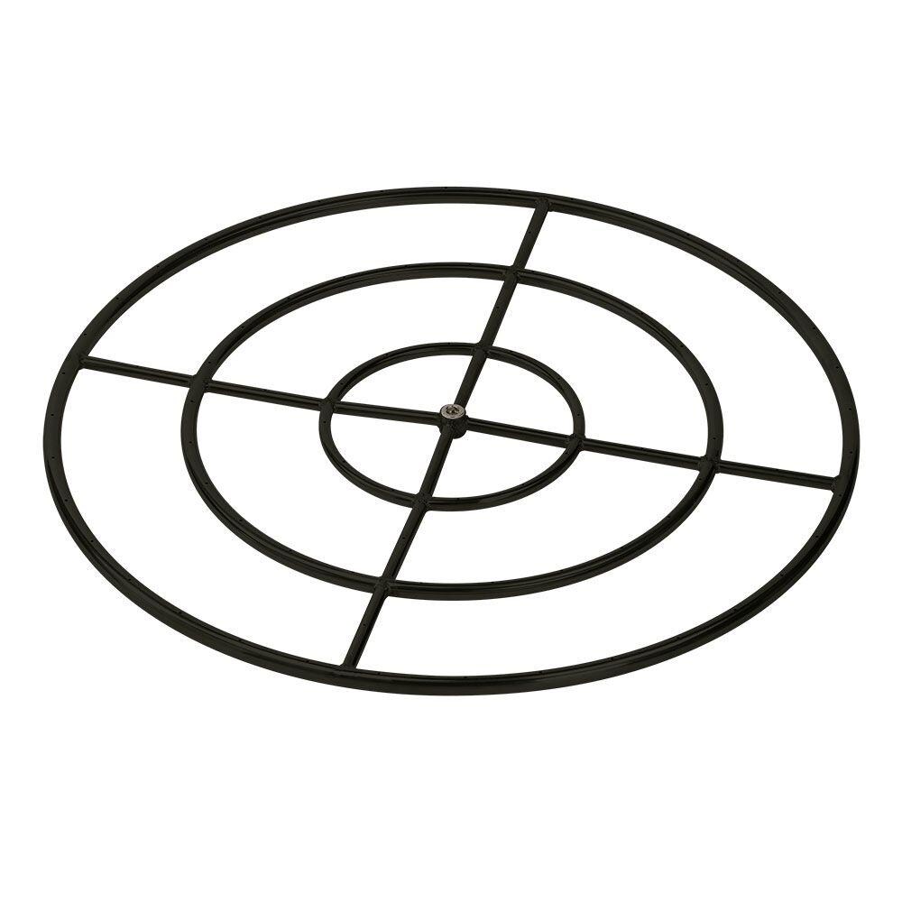 BBQGuys Signature 36-Inch Triple-Ring Black Steel Natural Gas Burner W/ 3/4-Inch Inlet - BK-FR-36