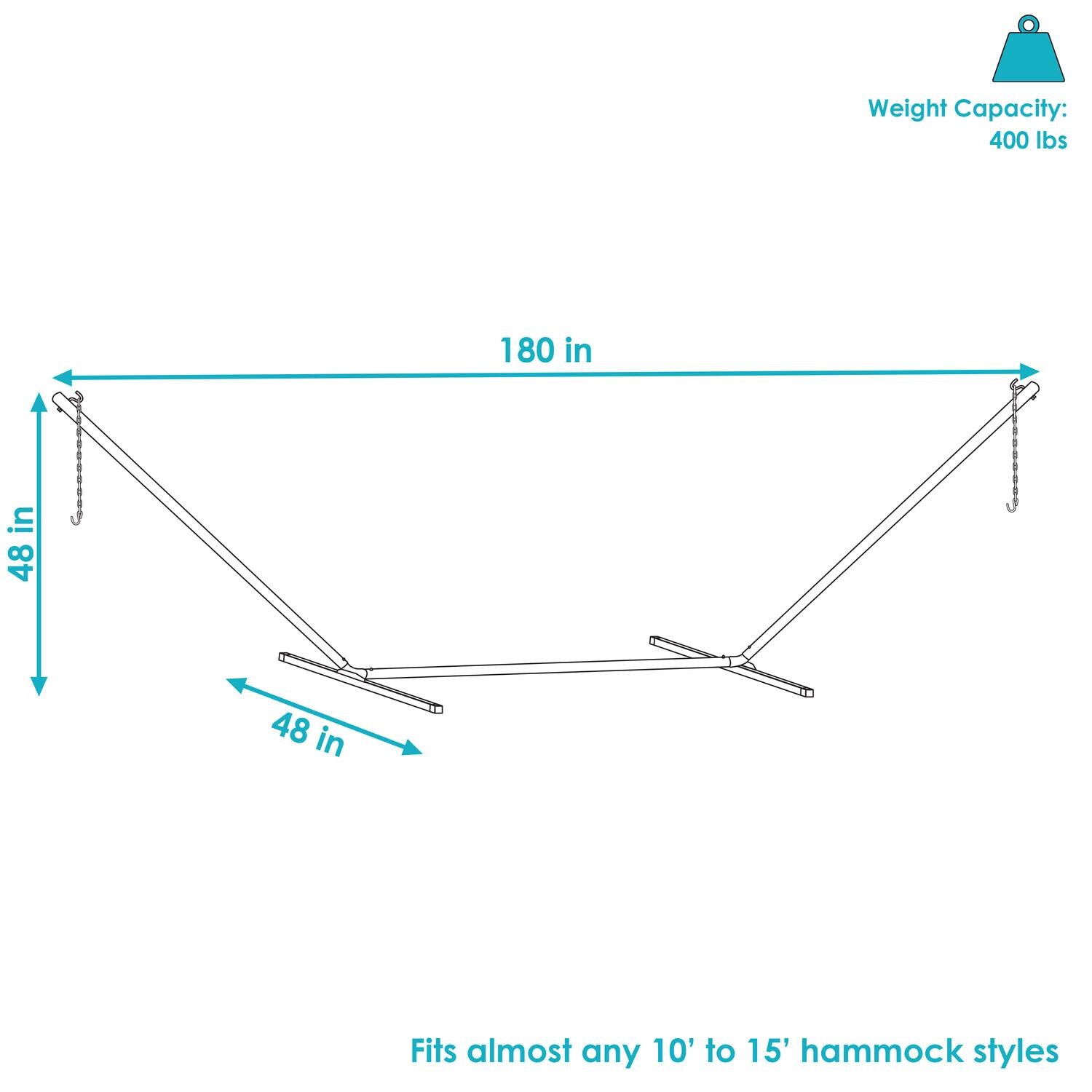 Ultimate Patio Heavy-Duty Steel Beam Hammock Stand - Black - Dimensional