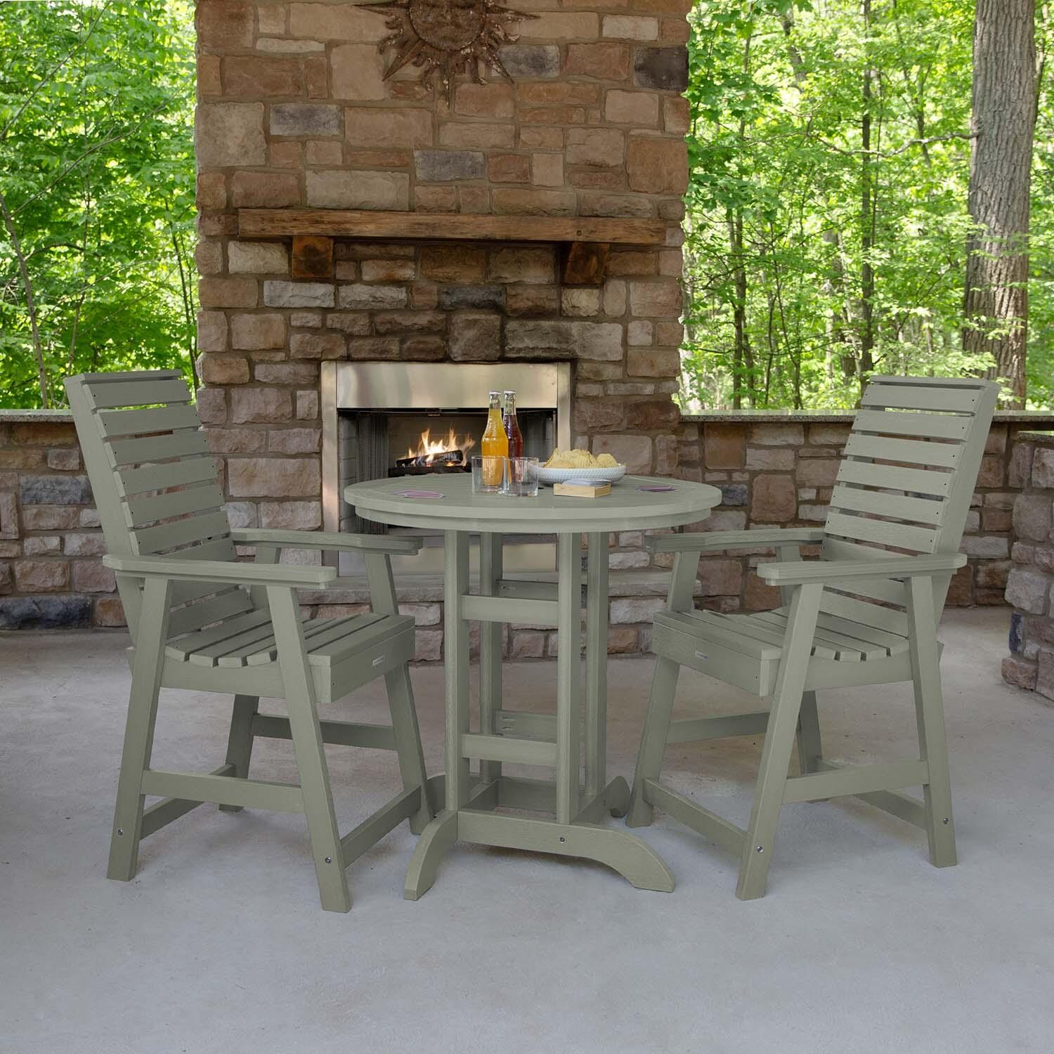 Elm Pointe 3 Pc Recycled Plastic Round Counter Dining Set in Eucalyptus By Lakeview Outdoor Designs - Lifestyle thumbnail