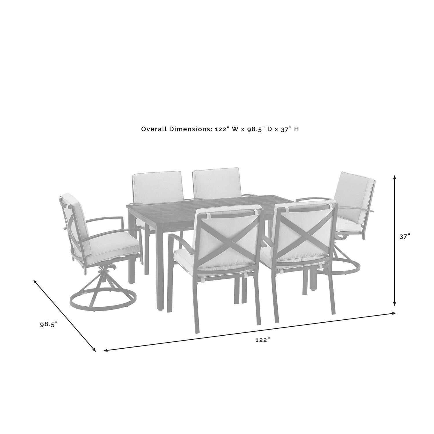 Ultimate Patio UP-82256BZ-OL 7Pc Outdoor Dining Set in Oatmeal W/ Dining Chairs & Swivel Chairs - Overall Dimensions - Diagram thumbnail