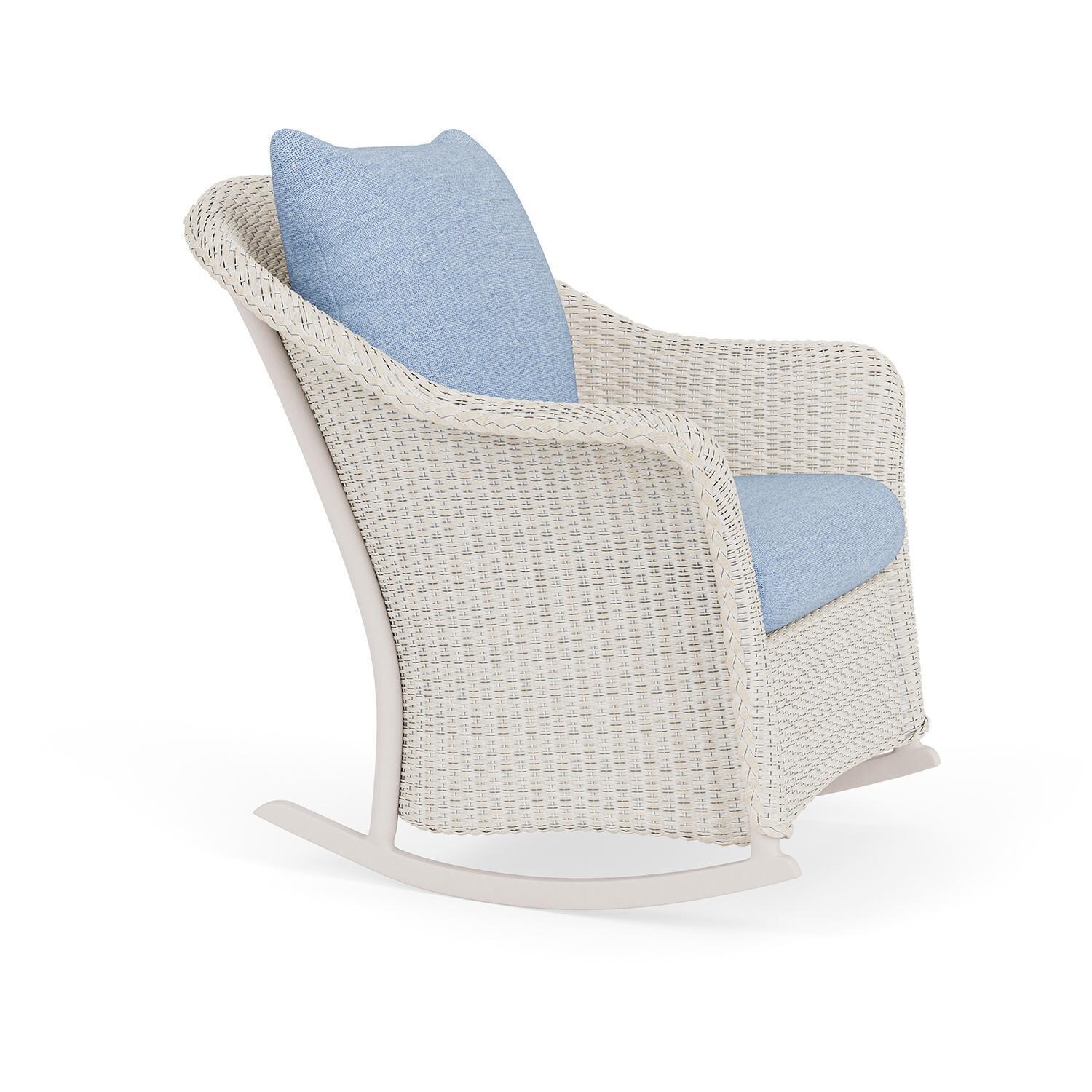 Lloyd Flanders Weekend Retreat Lounge Rocker in Antique White Finish W/ Demo Skyway Fabric - Angled thumbnail