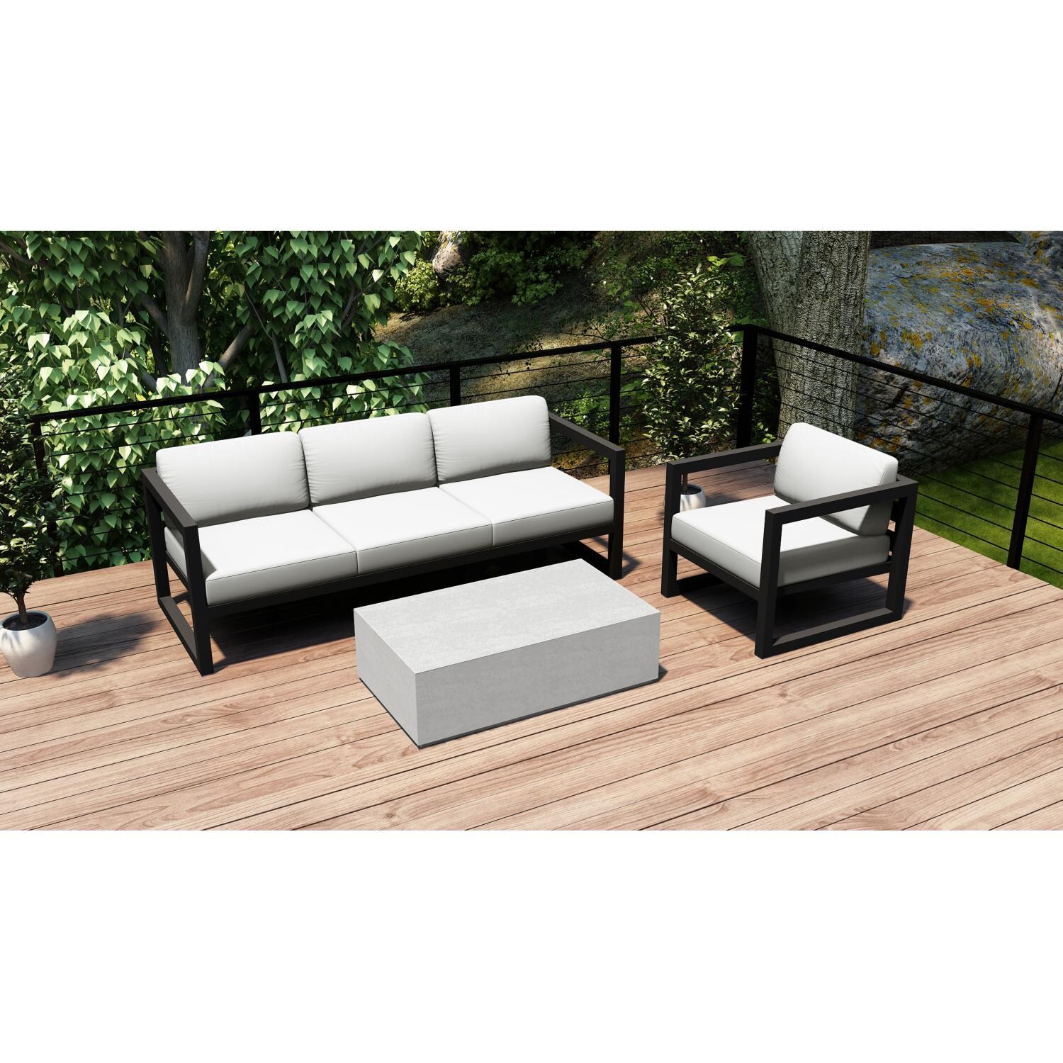 Misty Cove 3 Pc Seating Set in Slate w/Coffee Table & Canvas Natural Cushions by Lakeview - On Deck thumbnail