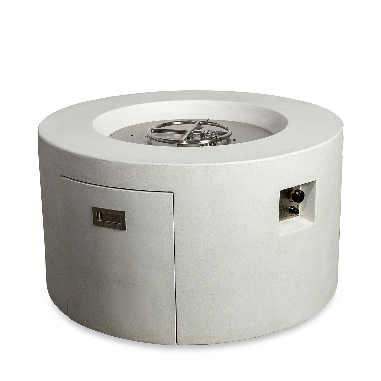 Glenwood 42-in Round Concrete Propane Gas Fire Pit w/ Access Door in White by Lakeview Outdoor Designs - Empty - White Background thumbnail