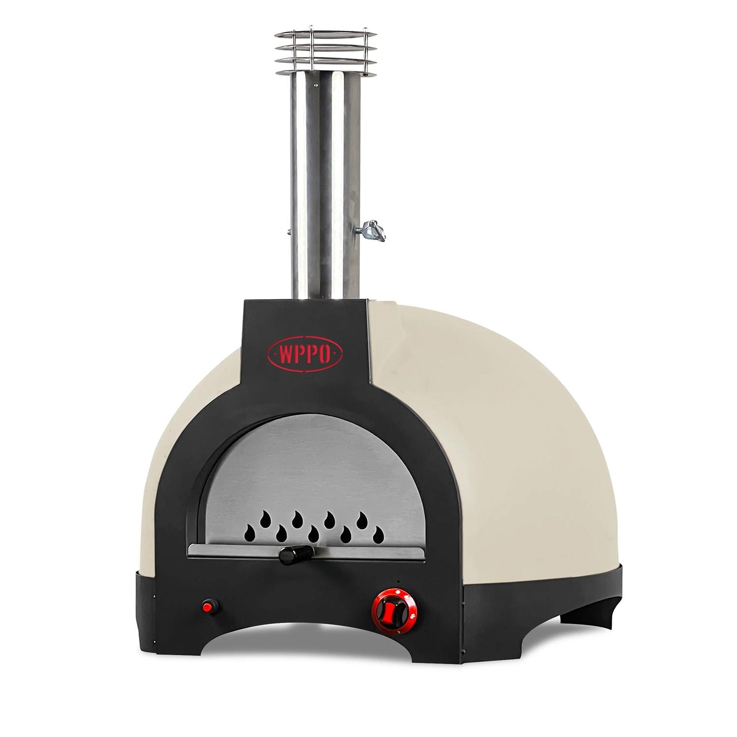 WPPO WKI66-IB Infinity 66 Hybrid Refractory Cooking Oven w/ Wheeled Trolley - Ivory Beige - Oven w/ Wheeled Trolley Only - White Background thumbnail