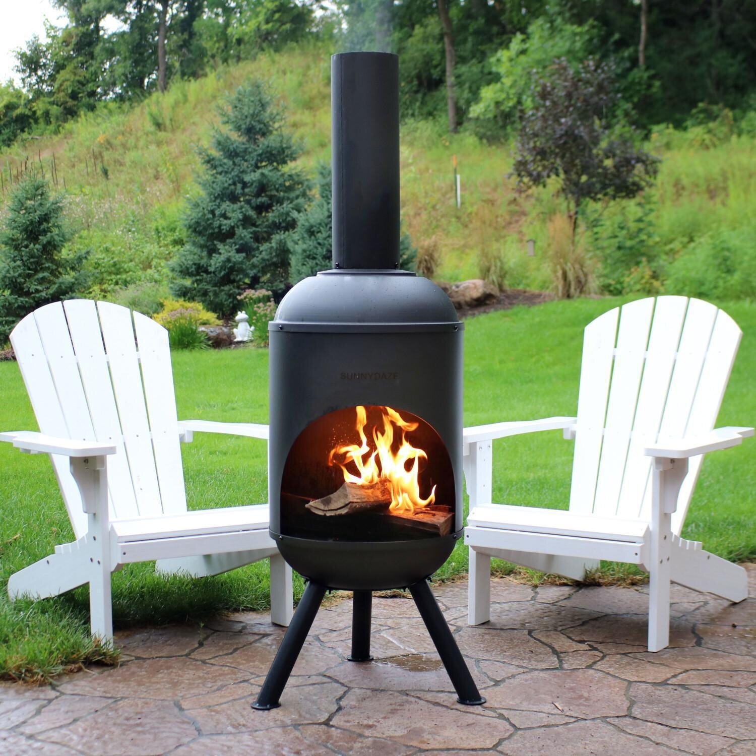 Ultimate Patio 60-Inch Steel Wood Burning Chiminea - Black