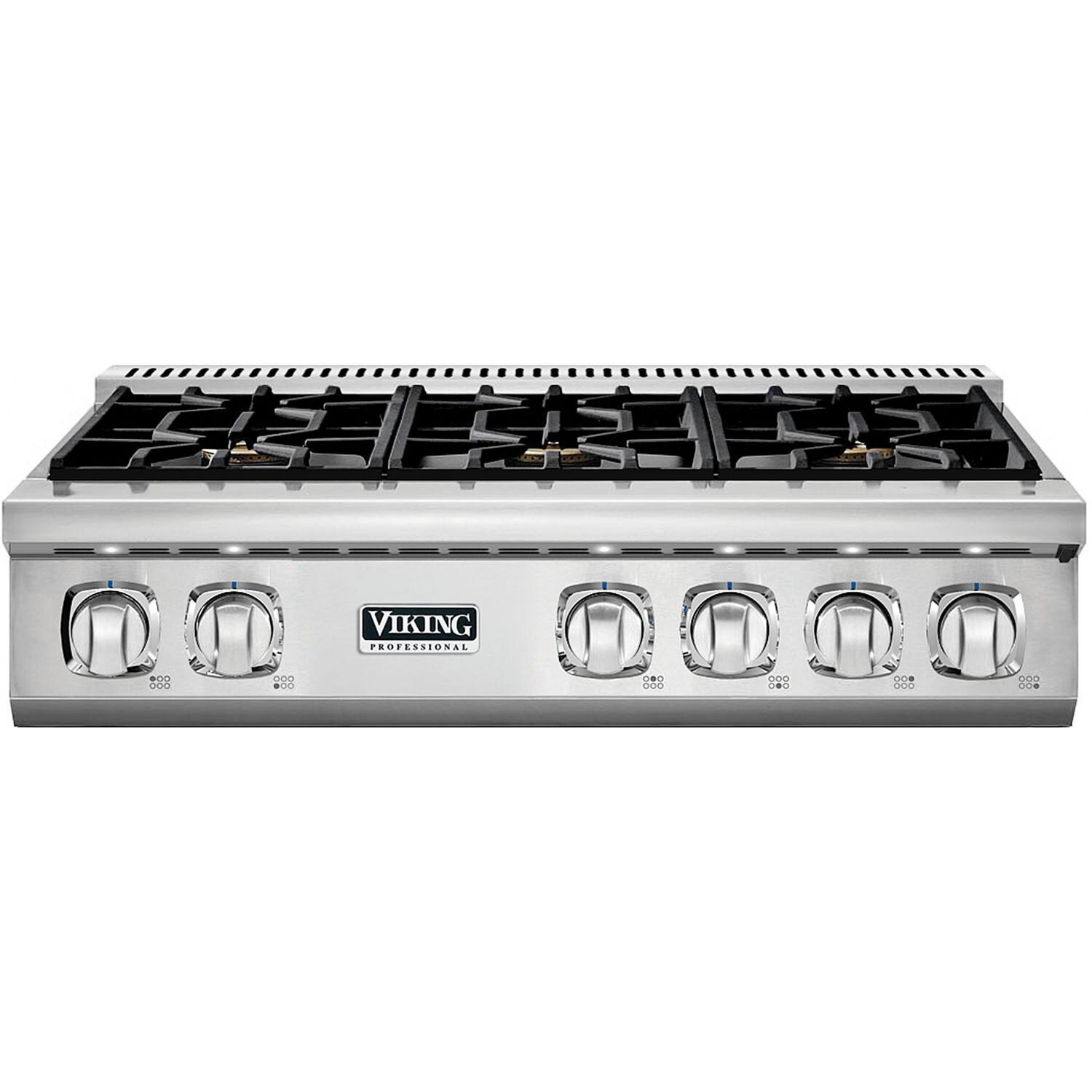 Viking Professional 7 Series 36-Inch 6-Burner Propane Gas Rangetop - Stainless Steel - VGRT7366BSSLP