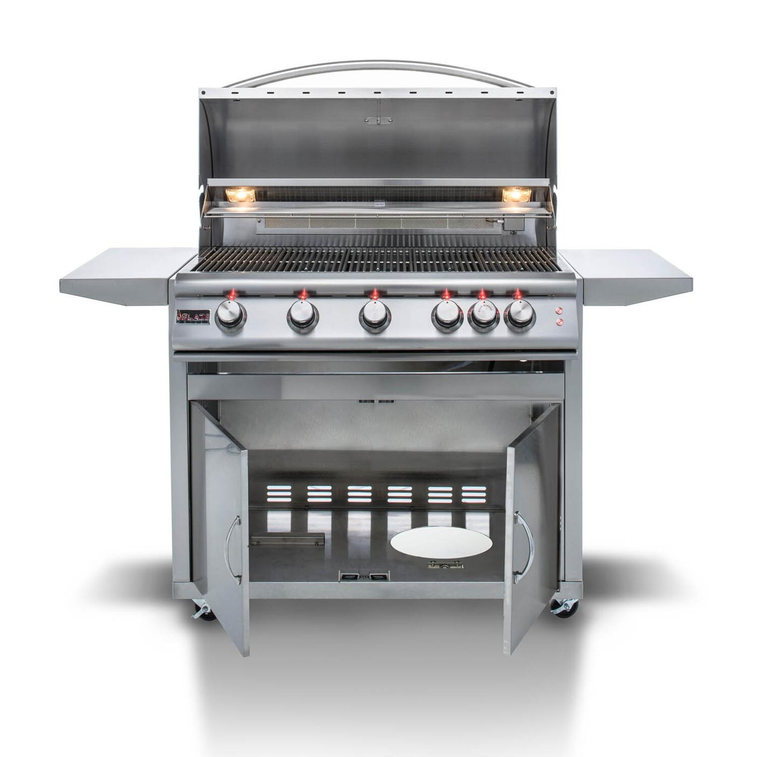 Blaze - BLZ-5LTE2-NG - Premium LTE 40-Inch 5-Burner Freestanding Natural Gas Grill - Cart Open thumbnail