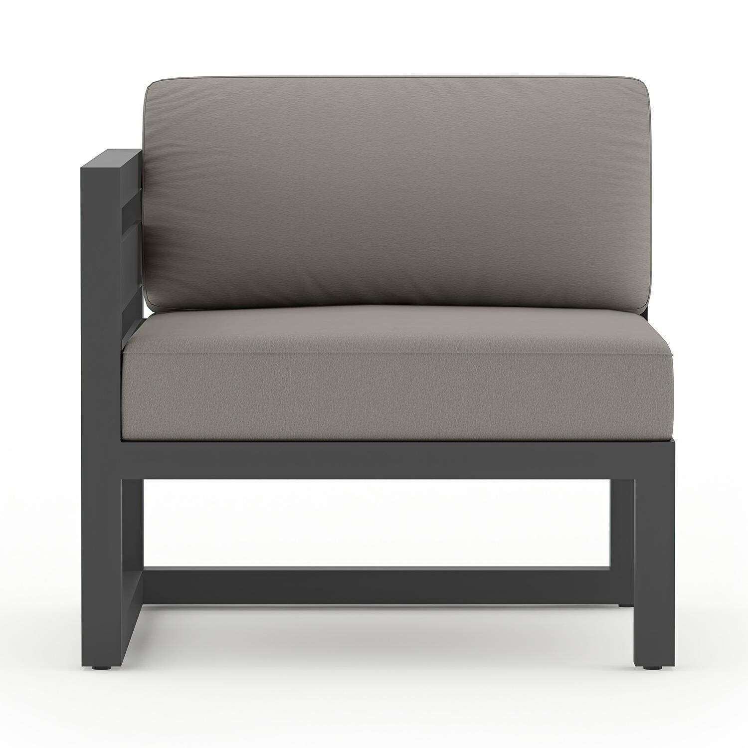 Misty Cove Aluminum Left Arm Club Chair in Slate w/Canvas Charcoal Cushions by Lakeview - White Background thumbnail