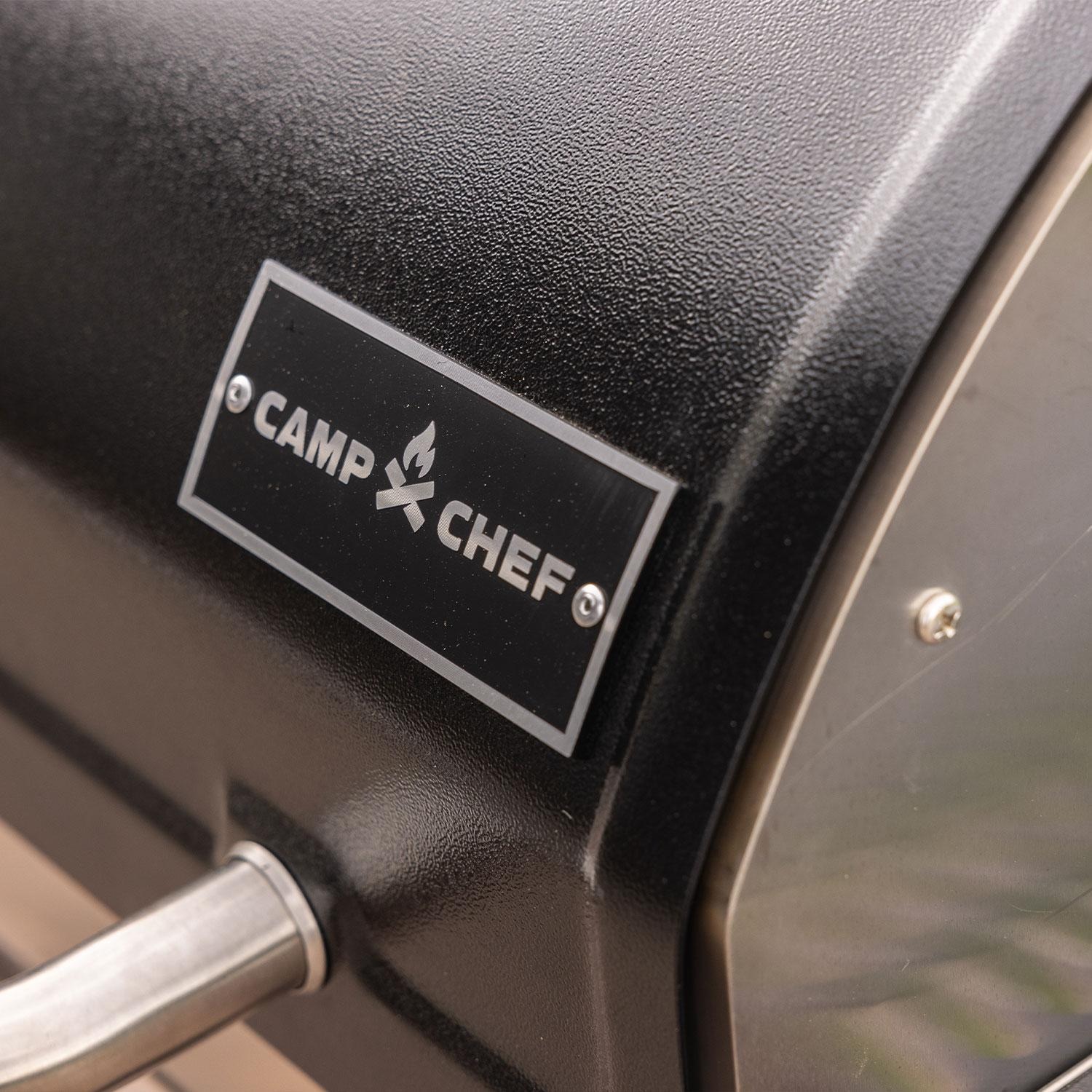 Camp Chef PG36SSG Woodwind SS 36 Pellet Grill With Propane Sidekick Griddle - Logo - Detail - Lifestyle thumbnail