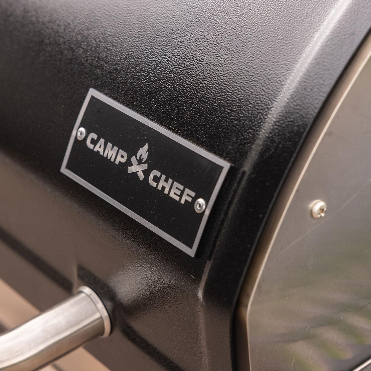 Camp Chef PG36SSG Woodwind SS 36 Pellet Grill With Propane Sidekick Griddle - Logo - Detail - Lifestyle thumbnail