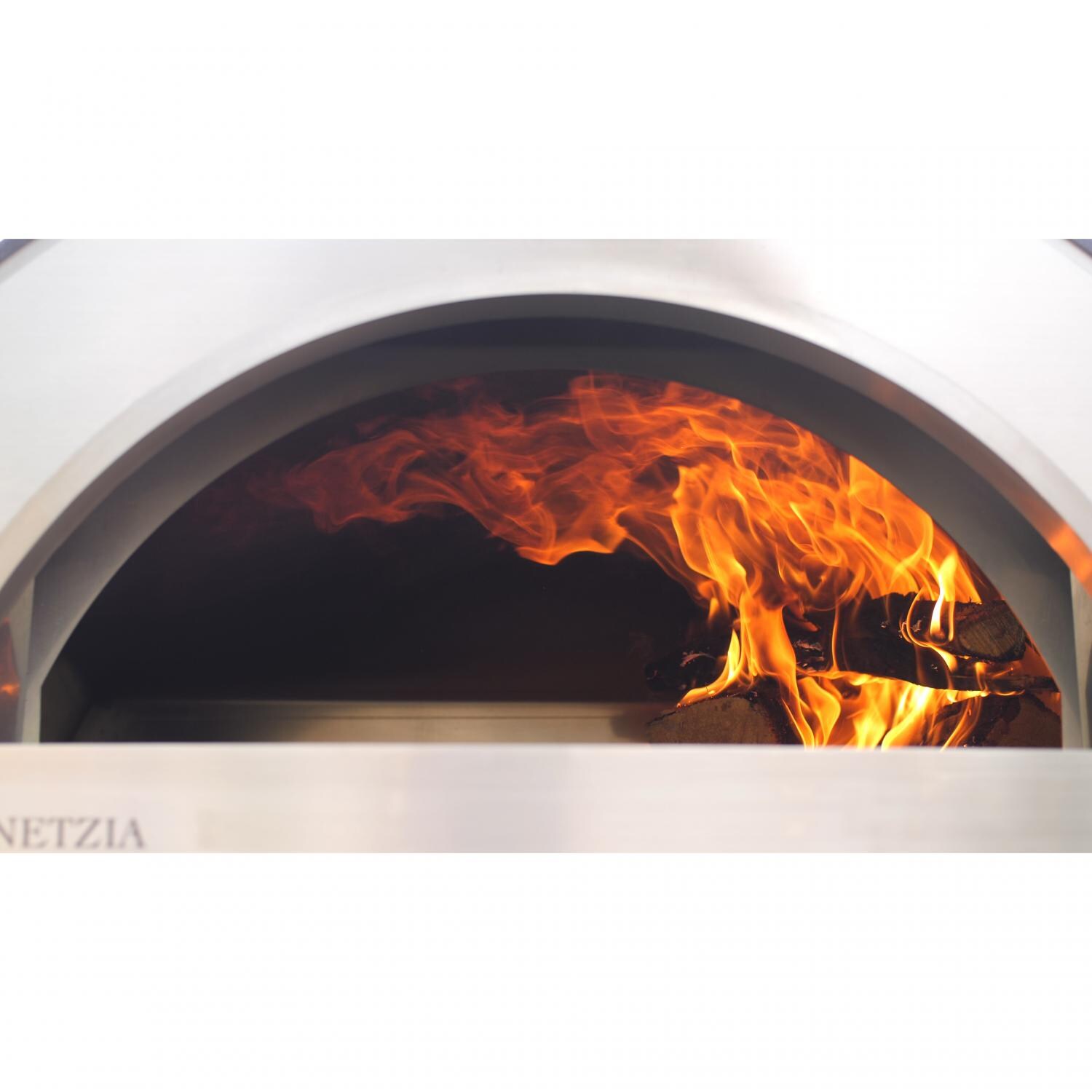 Forno Venetzia Pronto 500 33-Inch Outdoor Wood-Fired Pizza Oven With Rolling Wood Fire thumbnail