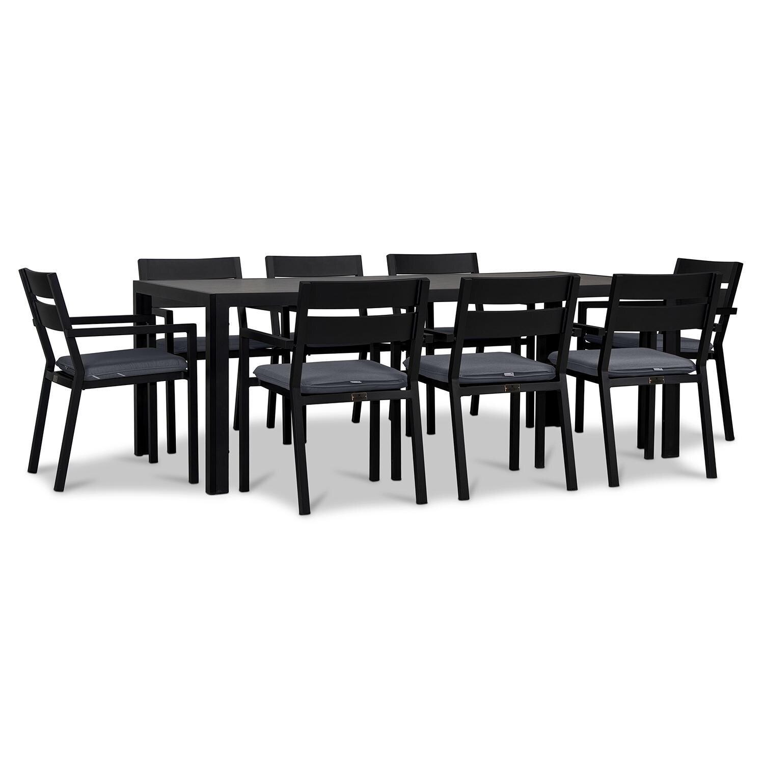 Calm Bay 9 Pc Rectangular Dining Set in Black/Canvas Charcoal by Lakeview - White Background 2 thumbnail