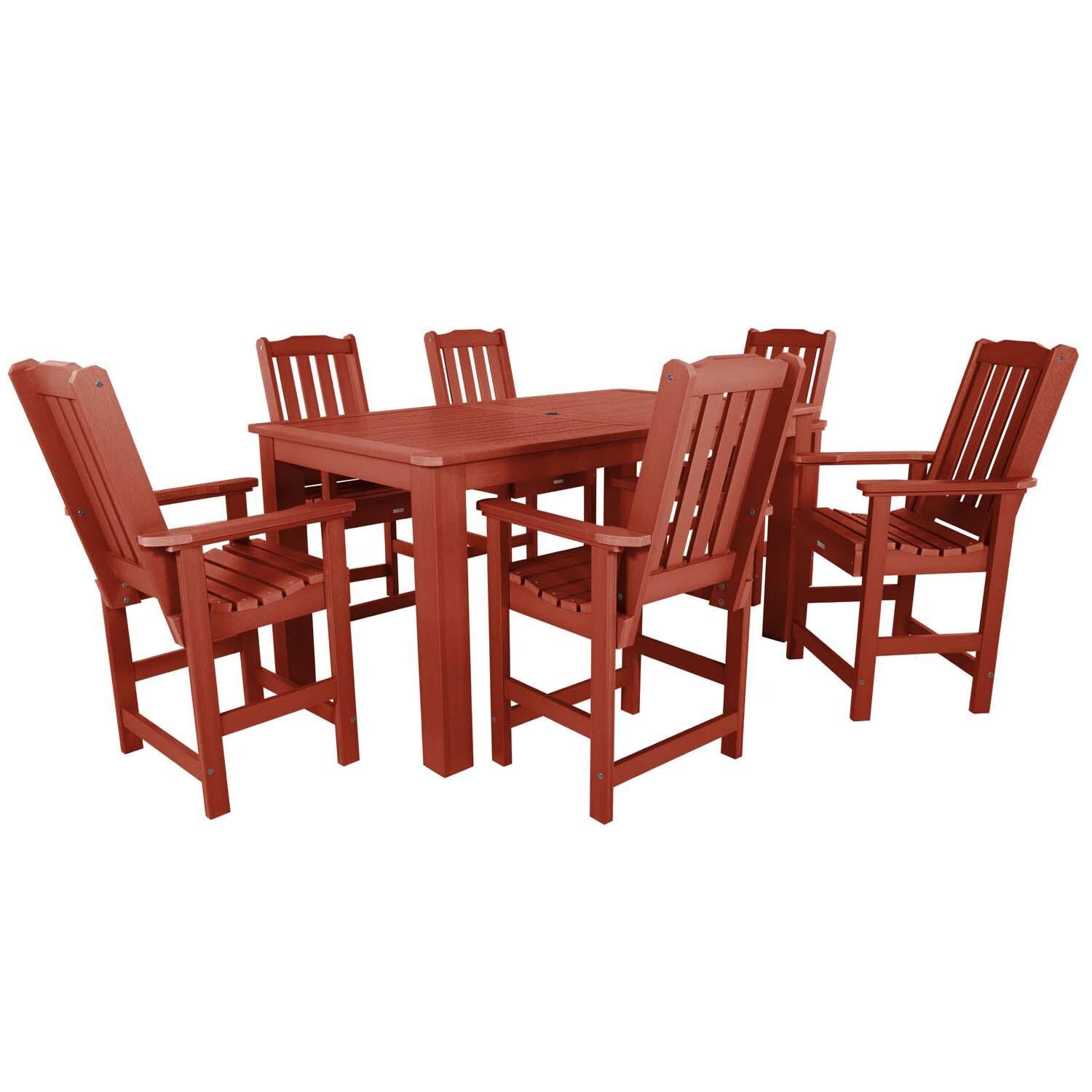 Hart Lane 7 Pc Rectangular Counter Height Dining Set in Rustic Red By Lakeview Outdoor Designs - White Background thumbnail