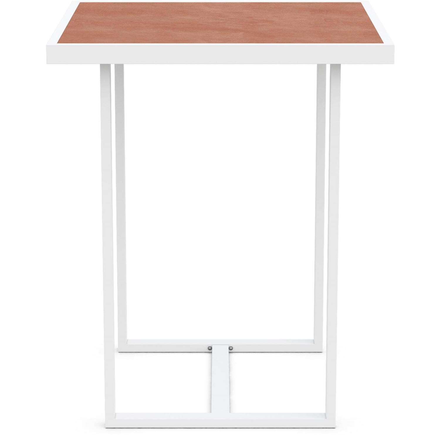 Azzurro Living Pavia 35 Inch White Aluminum Bar Table W/ Umber Dekton Top - Side - White Background thumbnail