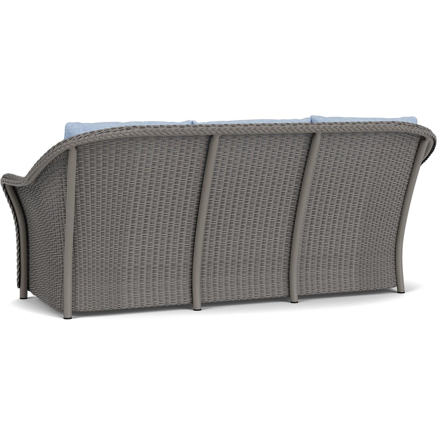 Lloyd Flanders Weekend Retreat Sofa in Pewter Finish W/ Demo Skyway Fabric - Back Left thumbnail