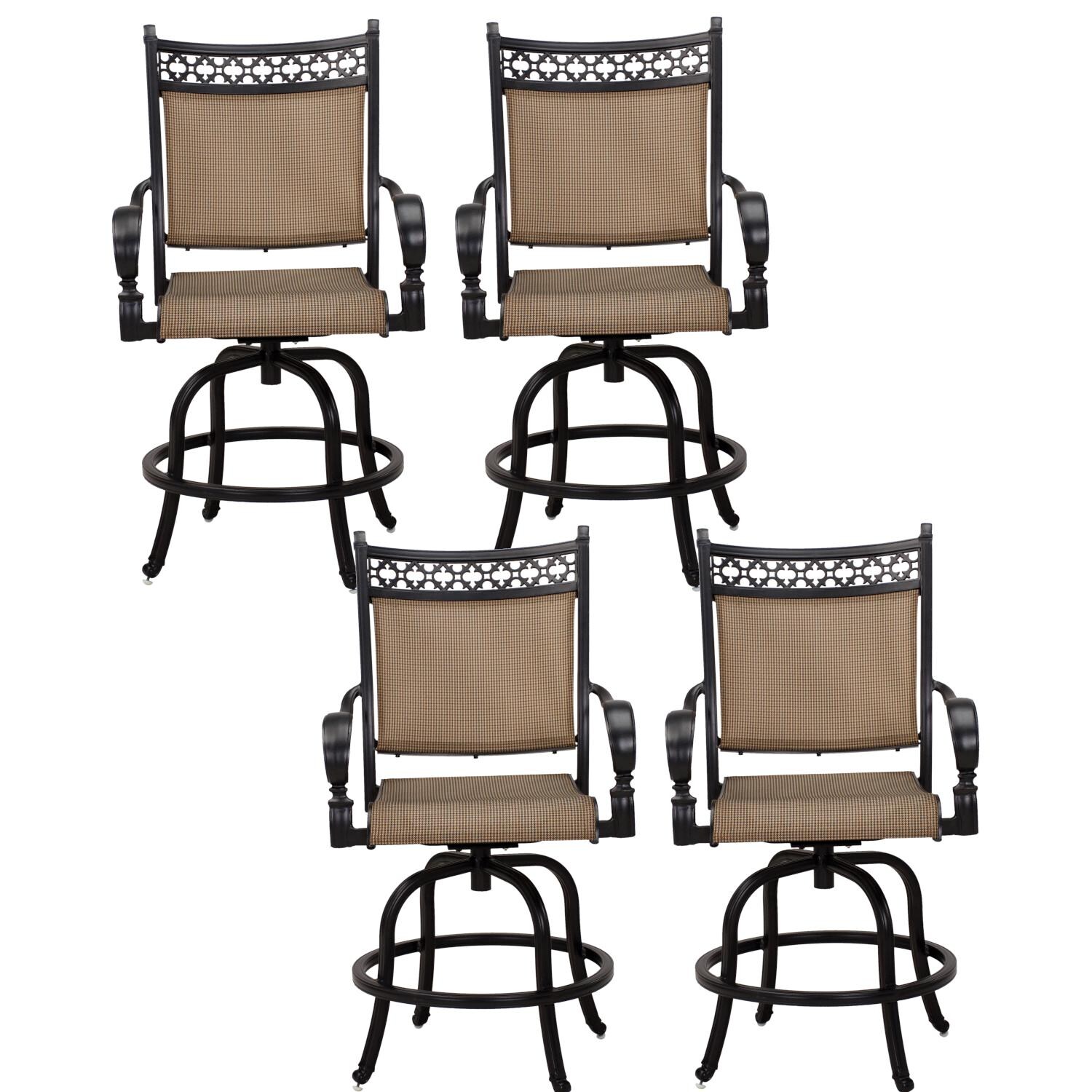 Mountain View Cast Aluminum 4 Pc Set Swivel Counter Height Bar Stool Set in Antique Bronze/Irish Mix by Darlee