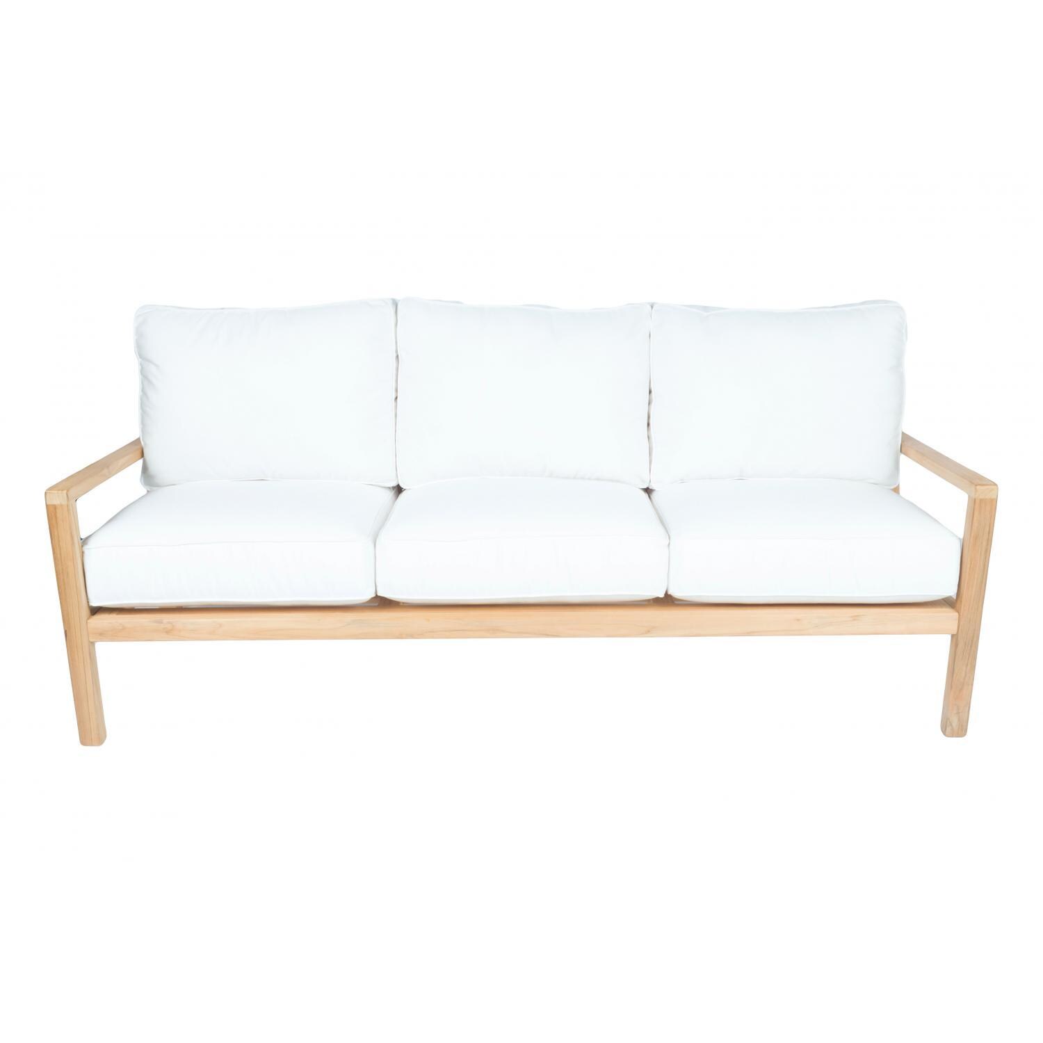 Royal Teak Collection Coastal Teak Patio Sofa W/ Sunbrella Canvas Natural Cushions - Display - White Background thumbnail